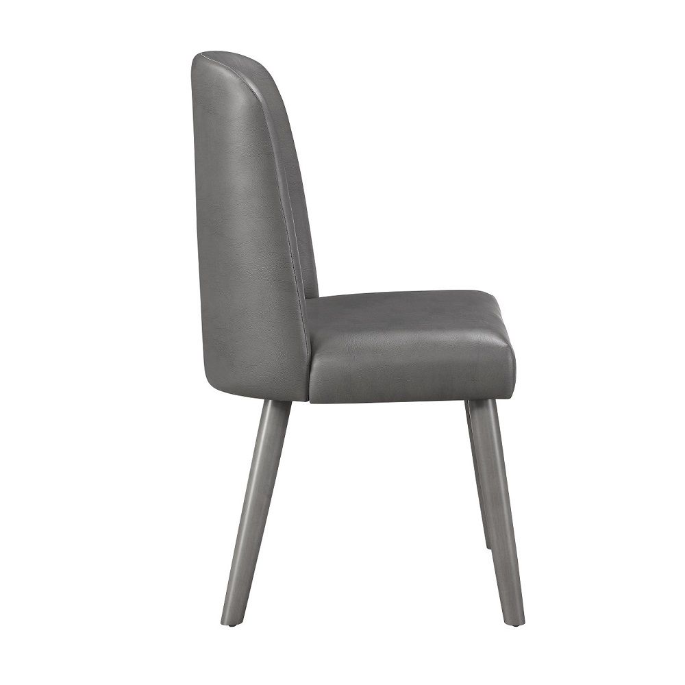Waylon - Side Chair (Set of 2) - Gray Synthetic Leather & Gray Oak, dark gray, view 8