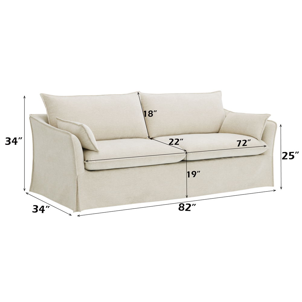 Shane - Sofa With 2 Pillows - Beige Linen, beige, view 6