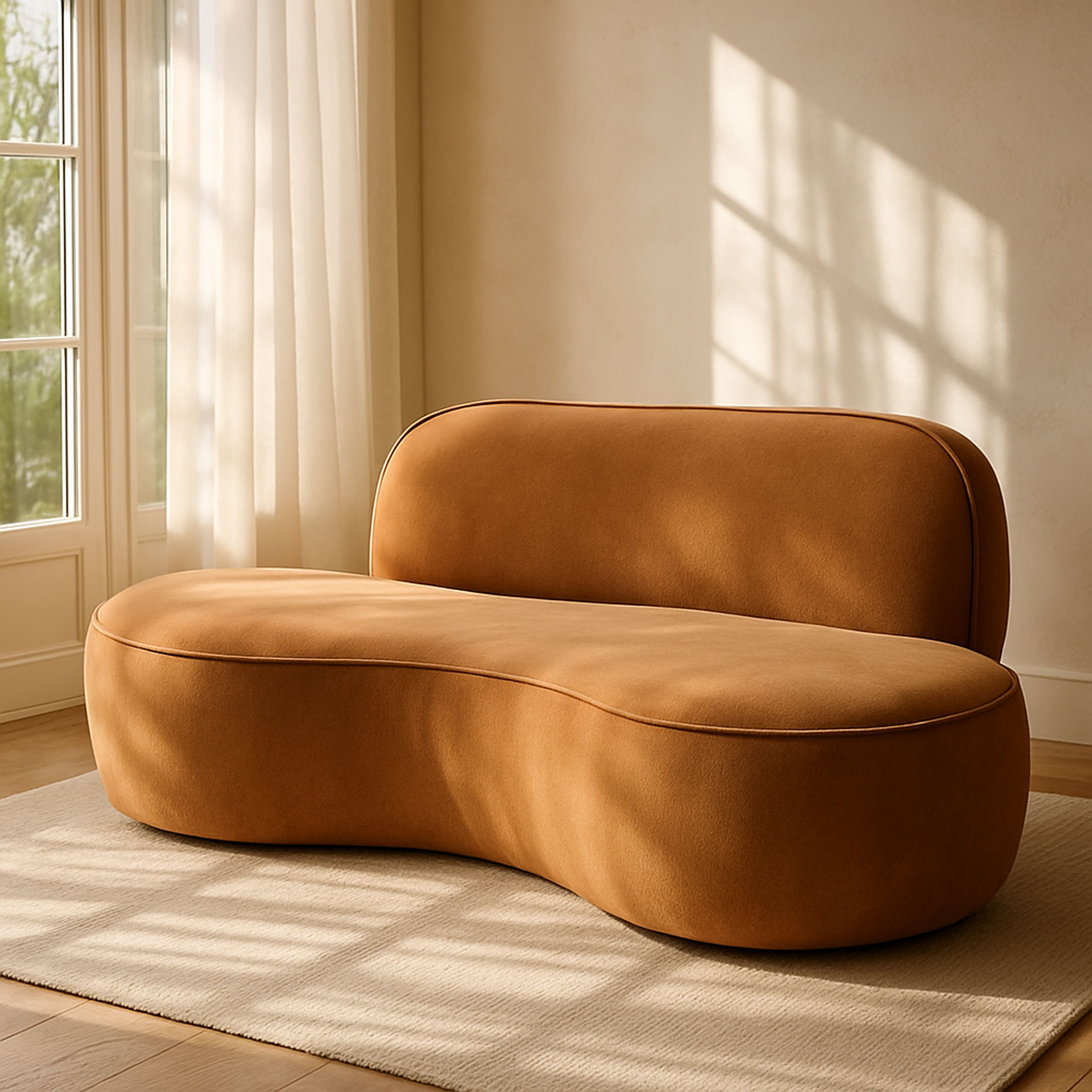 Swerve - Velvet 77" Upholstered Loveseat - Saddle