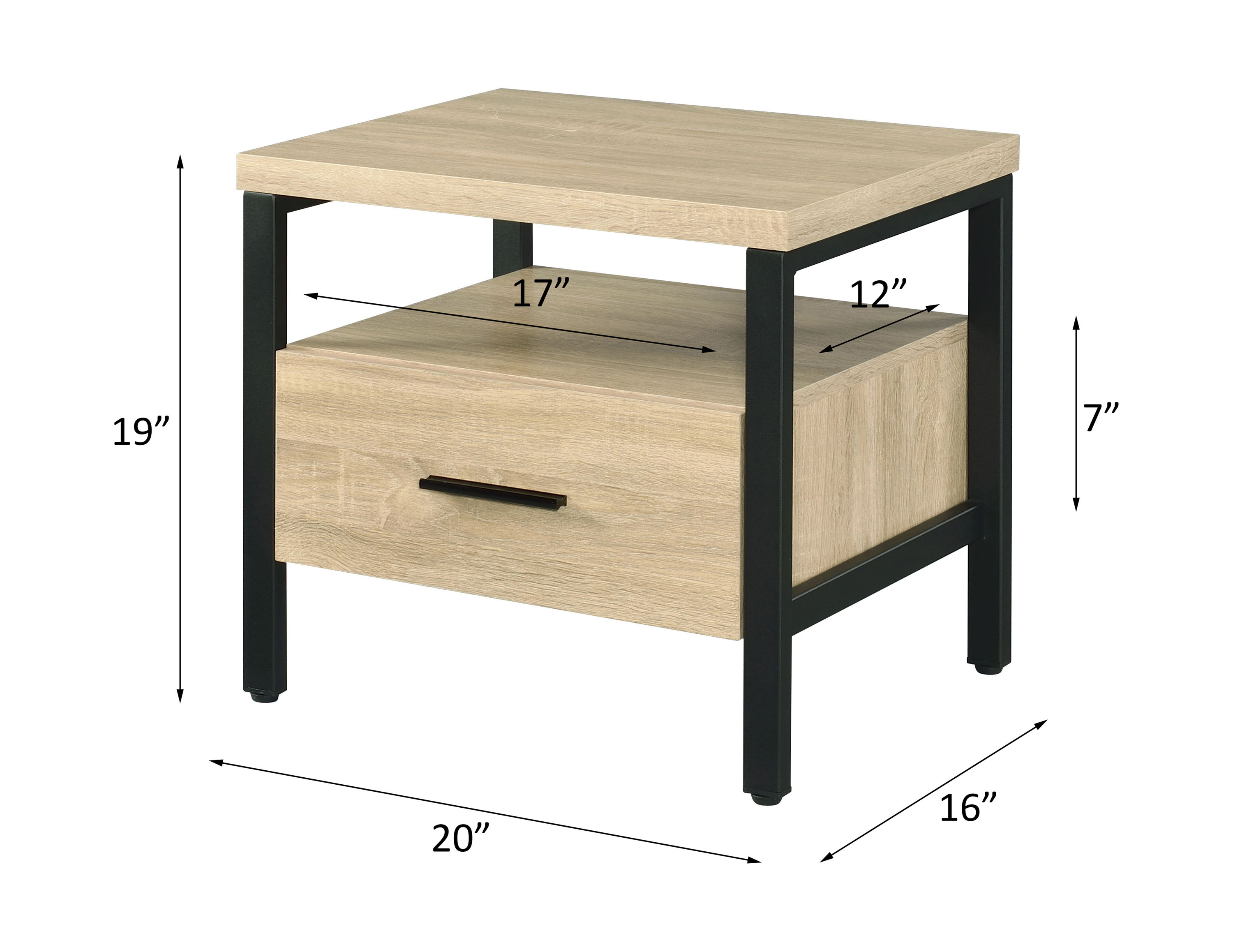 Yawan - Accent Table - Oak & Black, beige, view 5