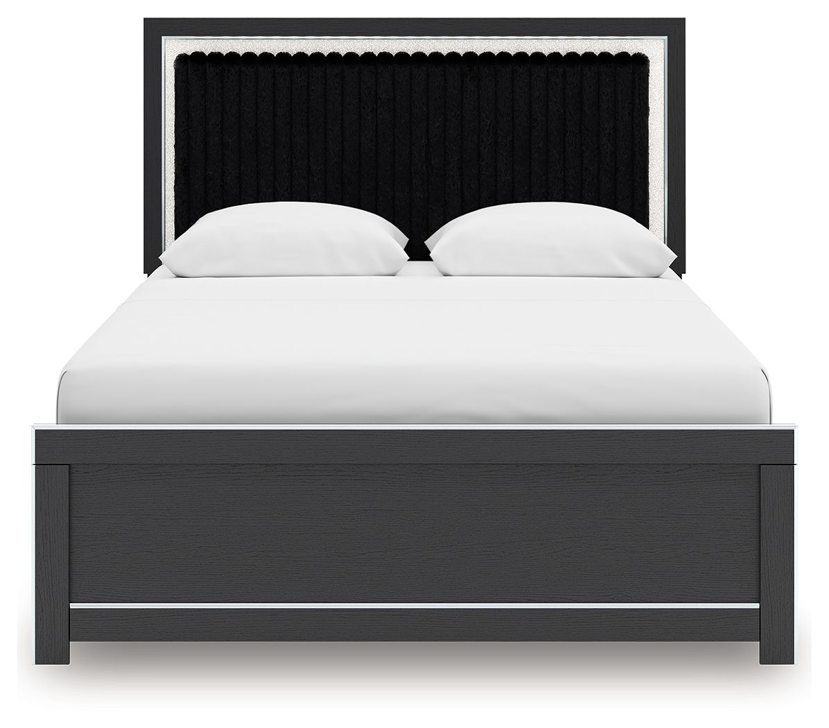 Ashley Furniture Zuraleus - Queen Upholstered Panel Platform Bed With Roll Slats - Black - Image 6