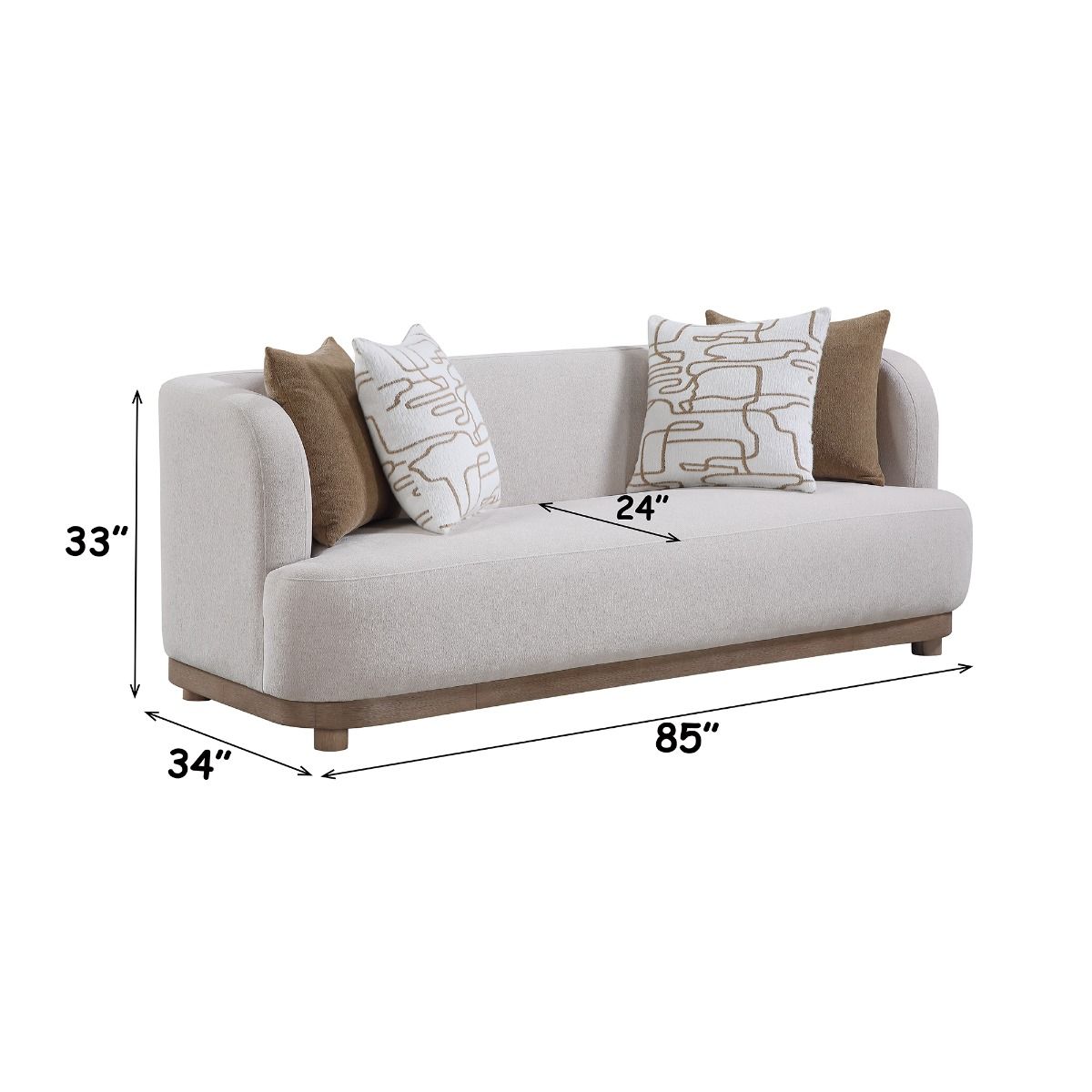 Duncan - Sofa With 4 Pillows - Beige, white, view 6