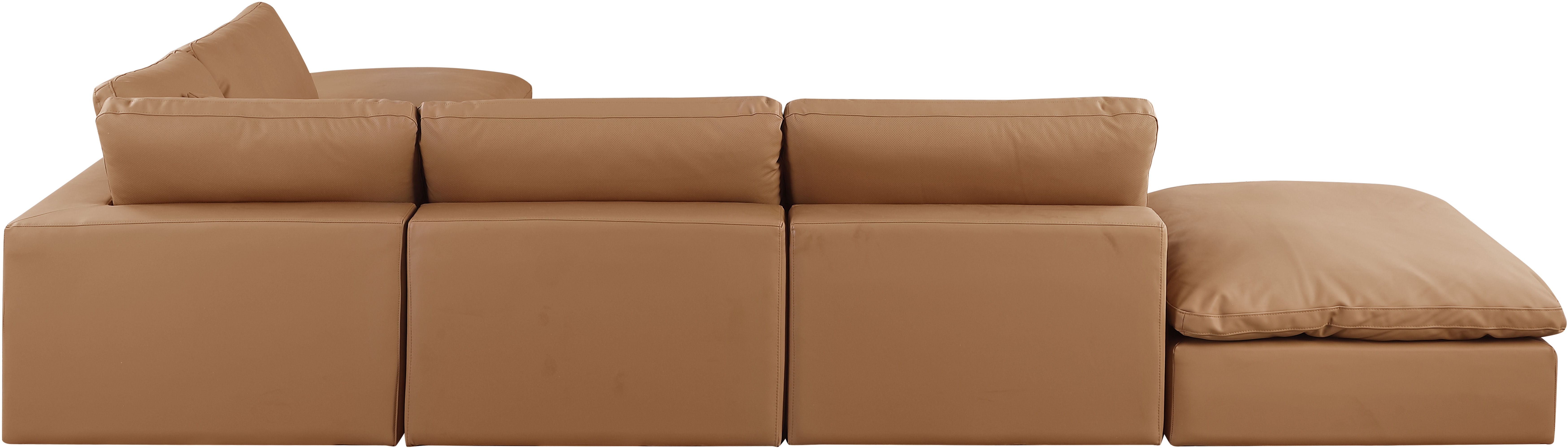 Comfy - 6 Piece Faux Leather Modular Sectional - Cognac