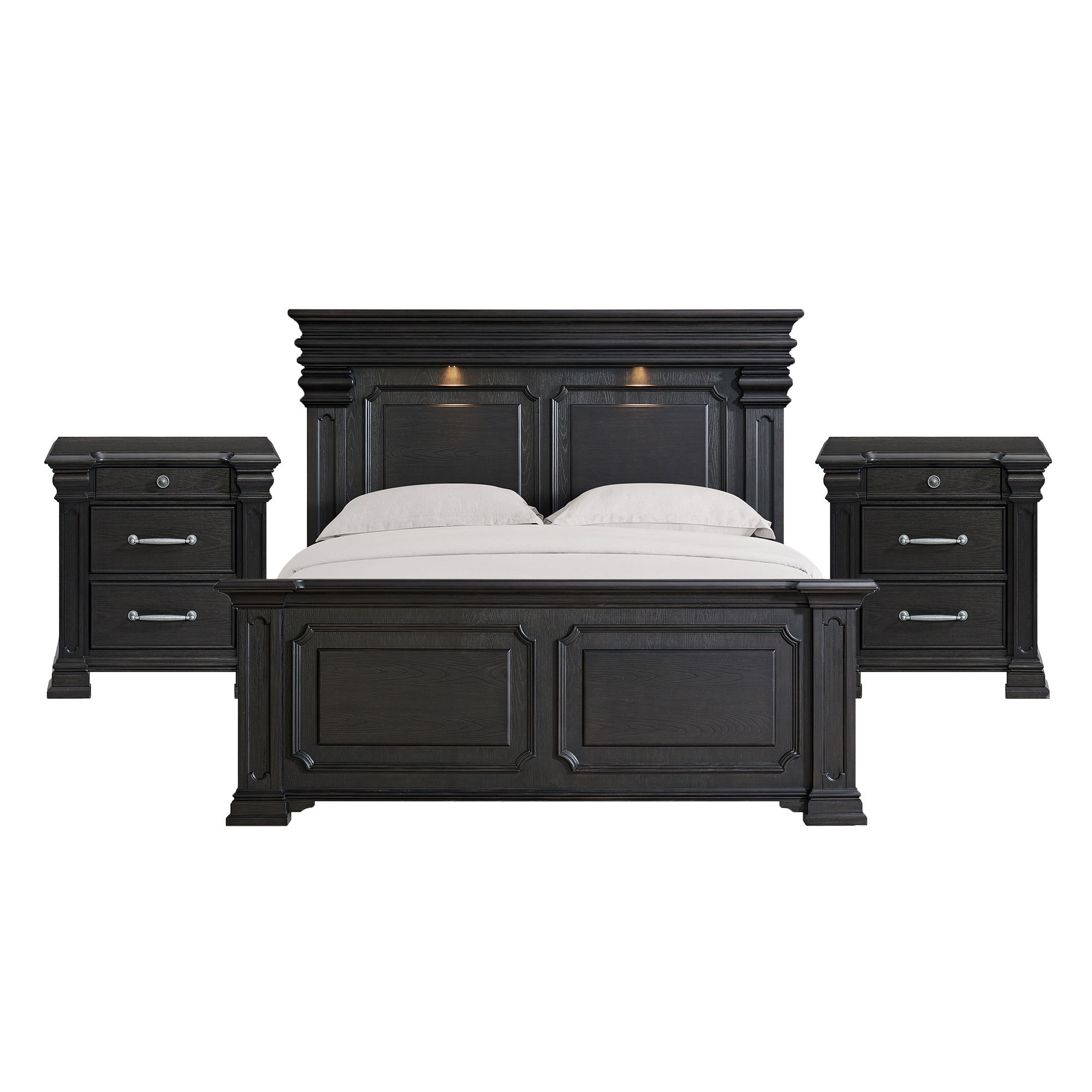 King · 3 Pc · Bedroom Set With 2 Nightstands