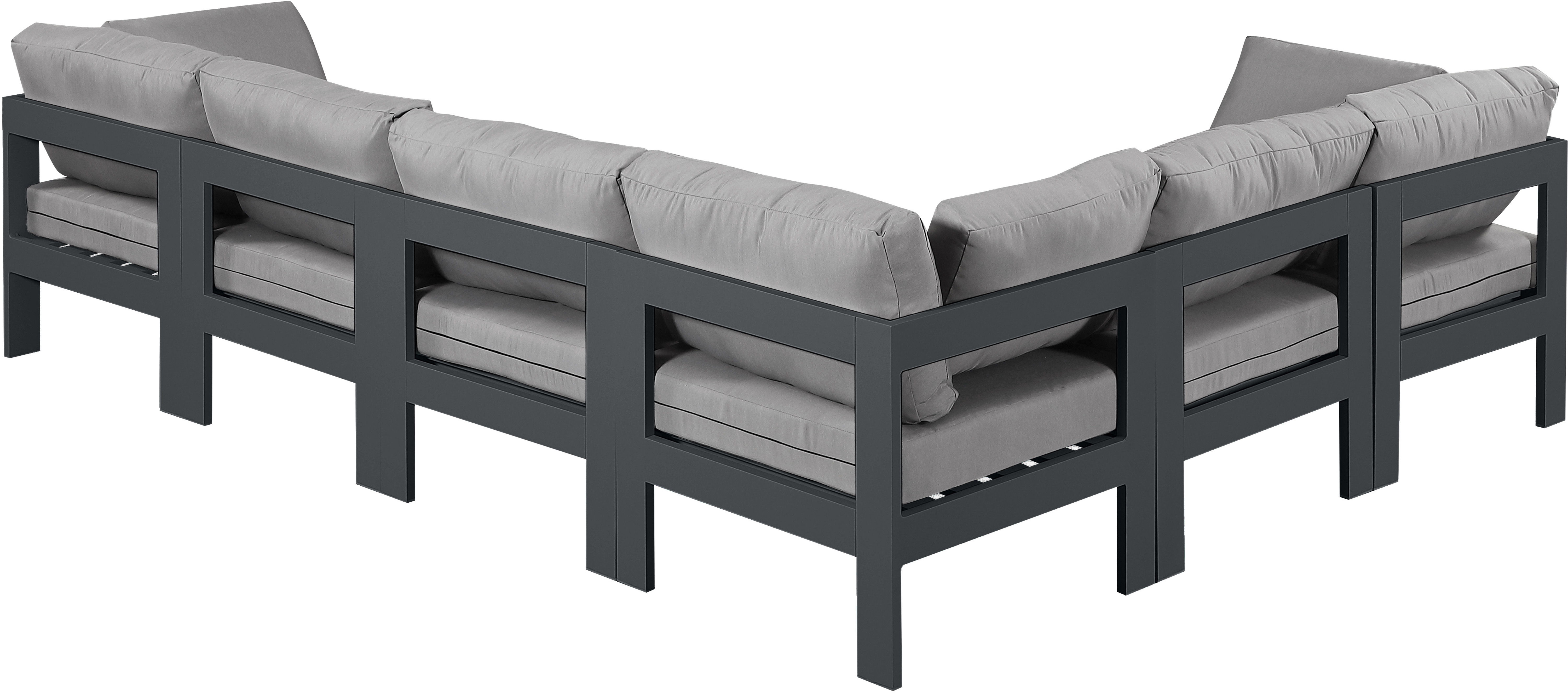 Nizuc - Outdoor Patio 6 Piece Modular Sectional With Gray Frame - Gray
