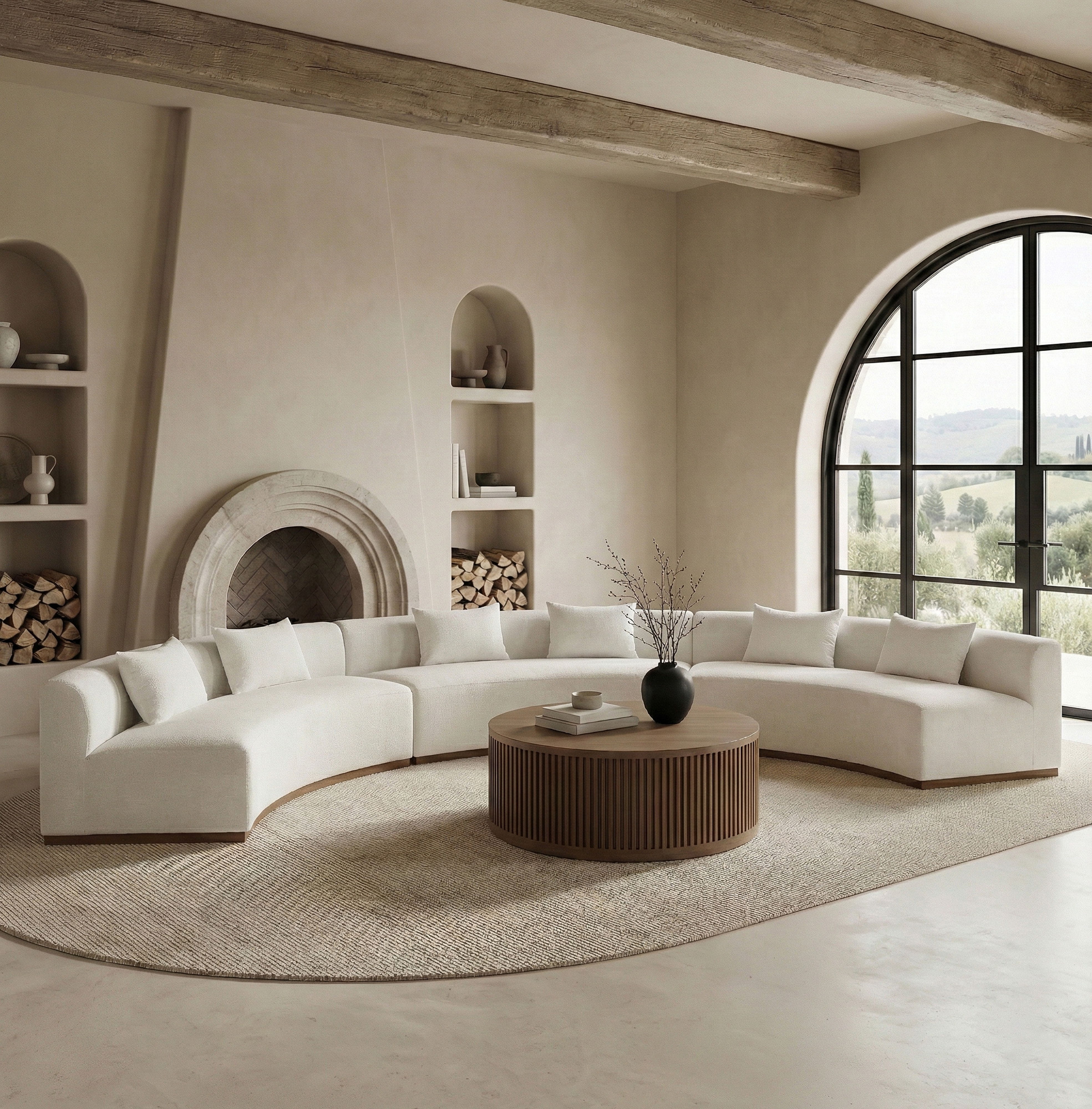 Avanti - 221.25" Chenille Fabric Upholstered 3 Piece Modular Sectional - Cream