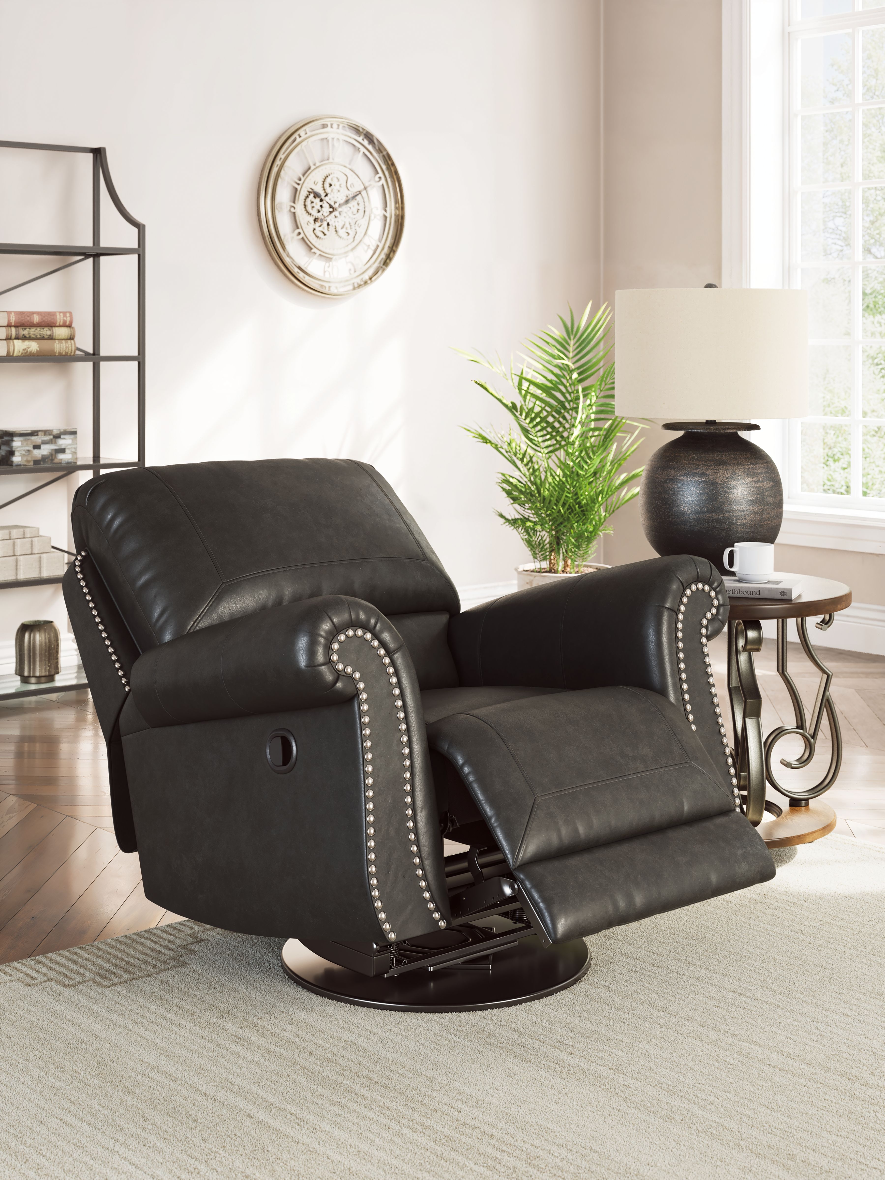 Ashley Furniture Chasemore - Swivel Glider Recliner - Granite - Image 9