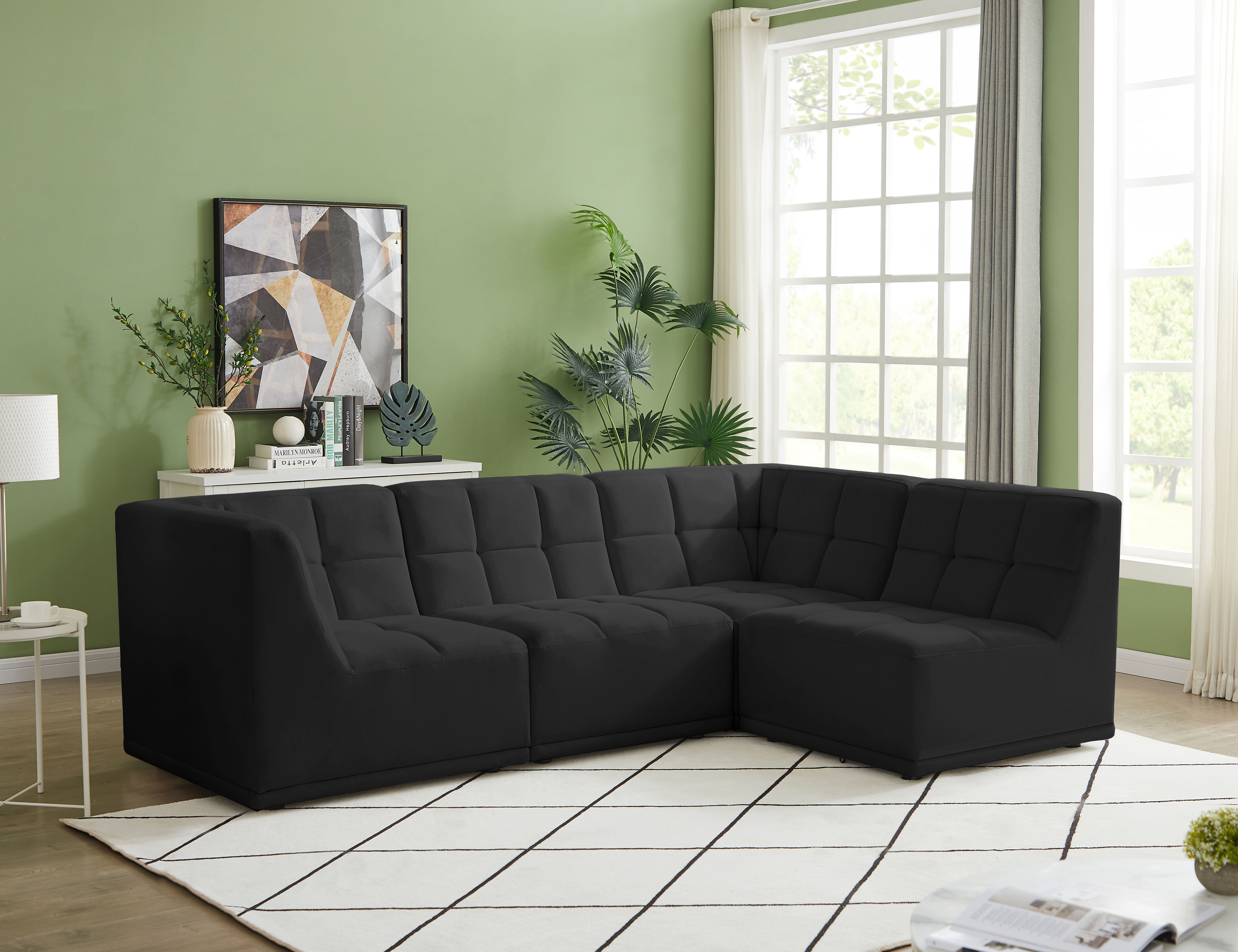 Relax - 4 Piece Modular Sectional - Black