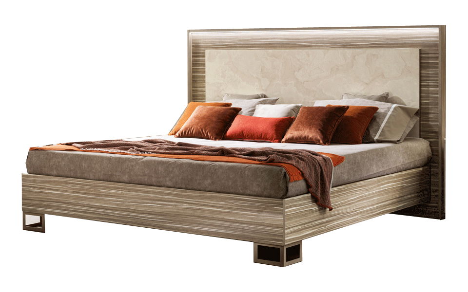 Luce - Queen Size Bed With Wooden Headboard - Beige / Light Brown