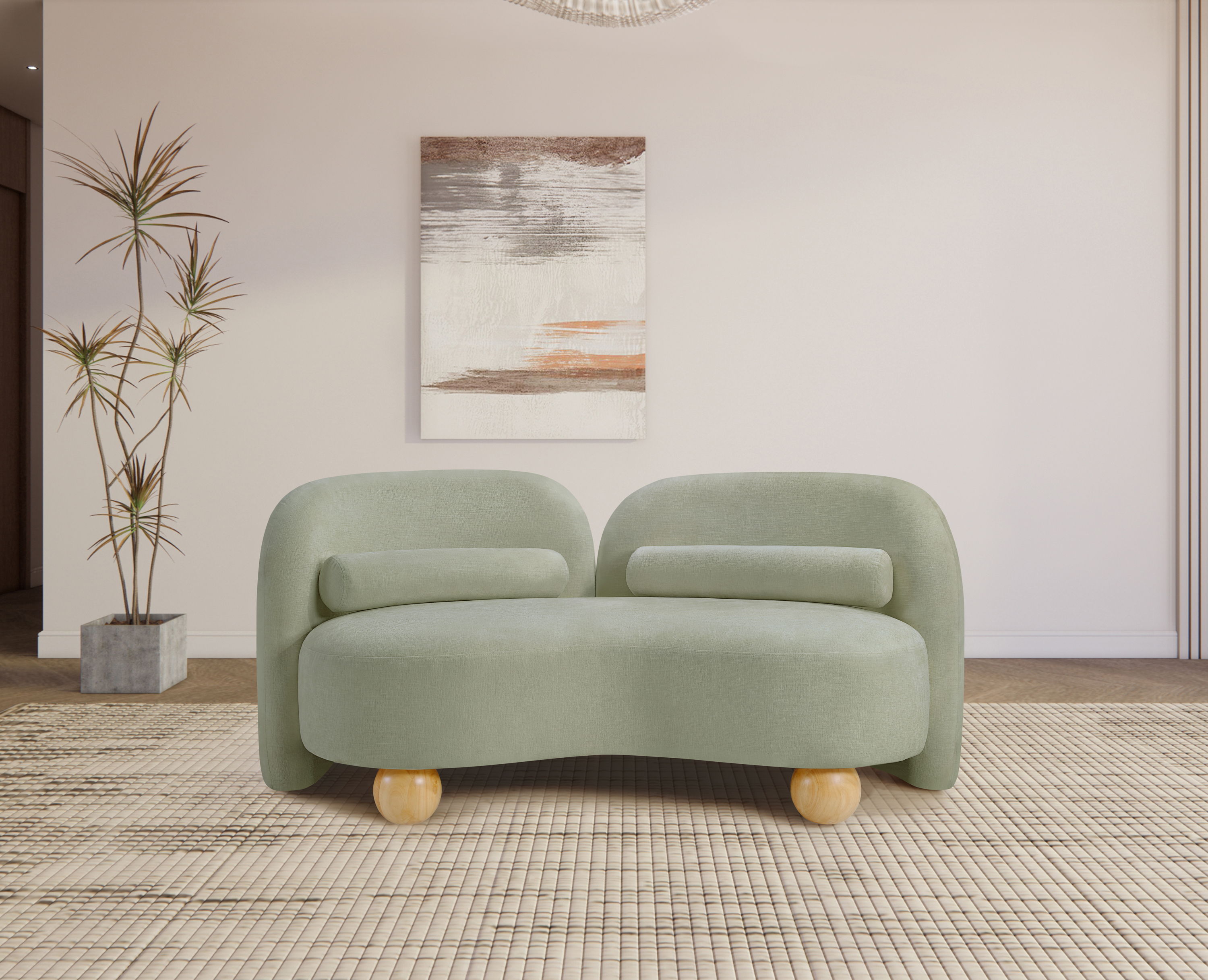 Daphne - Chenille Loveseat - Mint