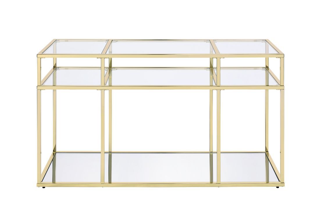 Uchenna - Sofa Table - Clear Glass & Gold, gold, view 2