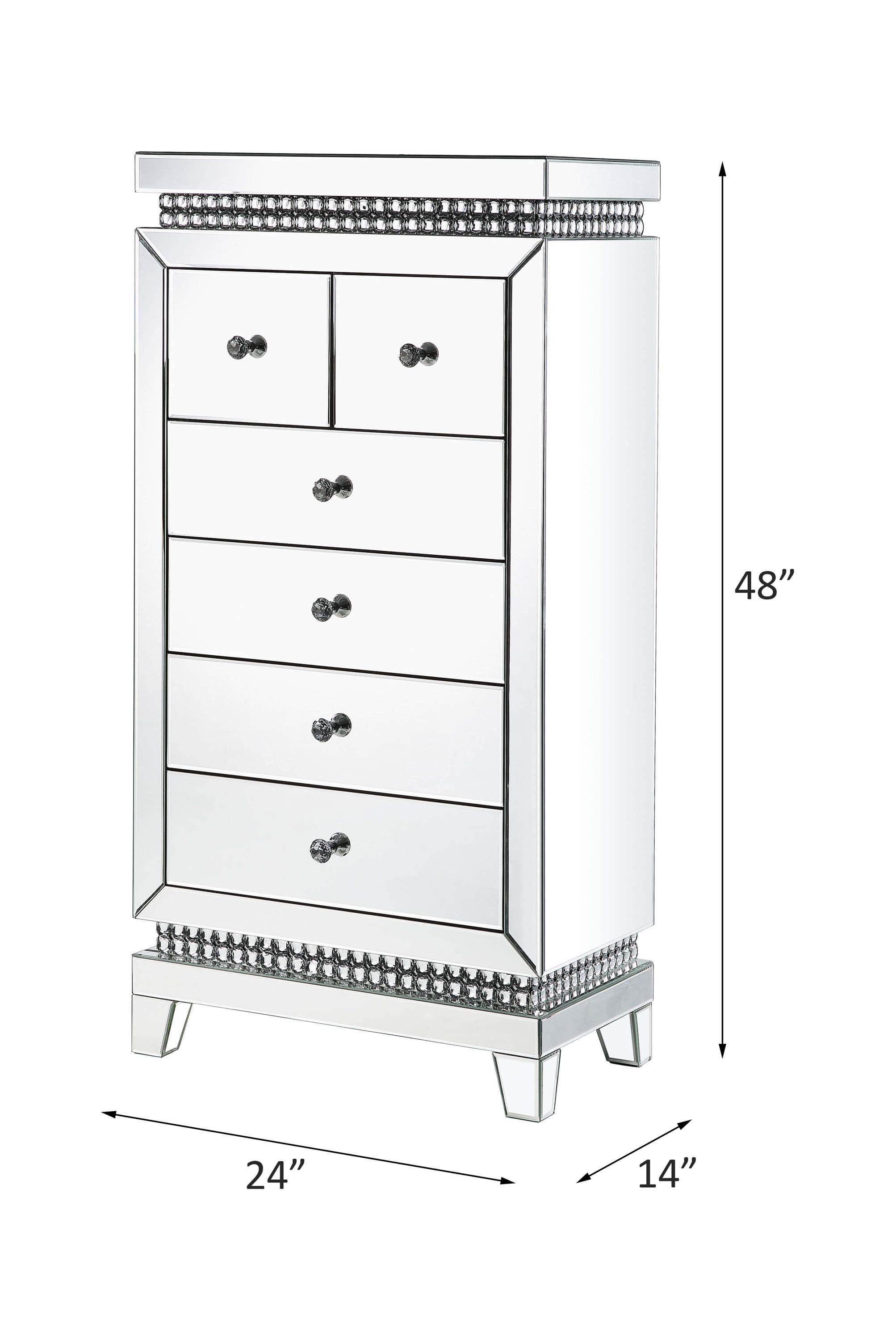 Lotus - Cabinet - Mirrored, Faux Ice Cube Crystals, silver, view 5