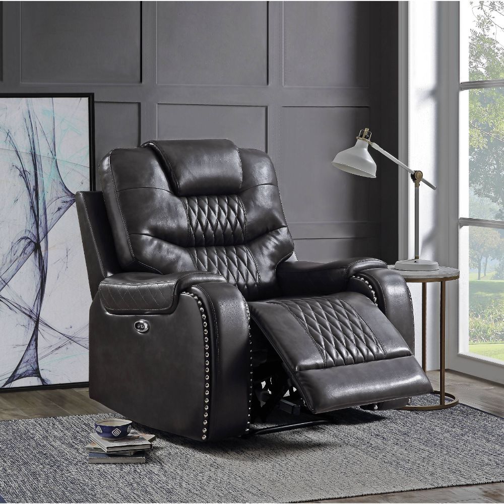 Braylon - Power Motion Recliner - Magnetite Synthetic Leather, black