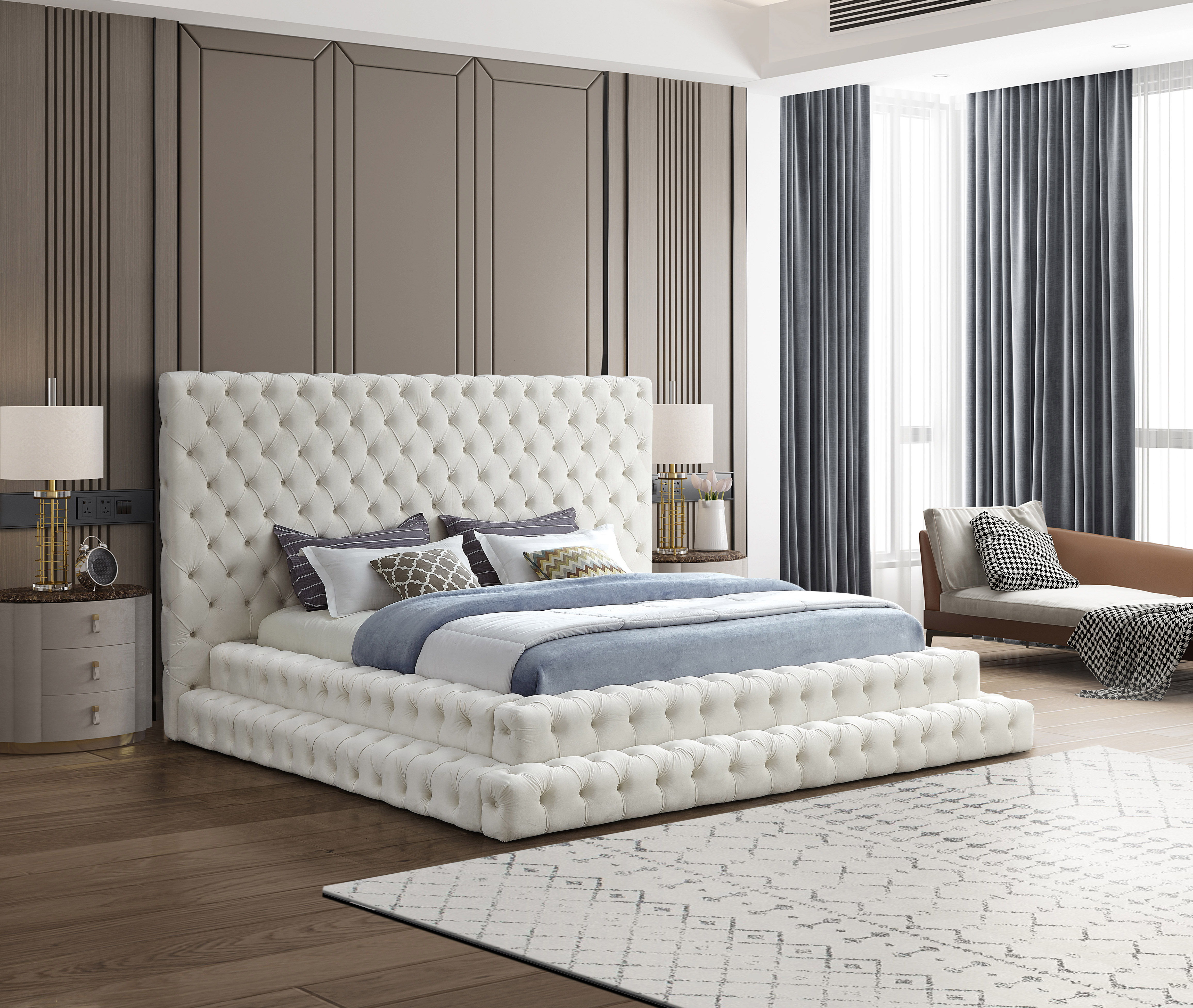 Revel - King Bed - Cream