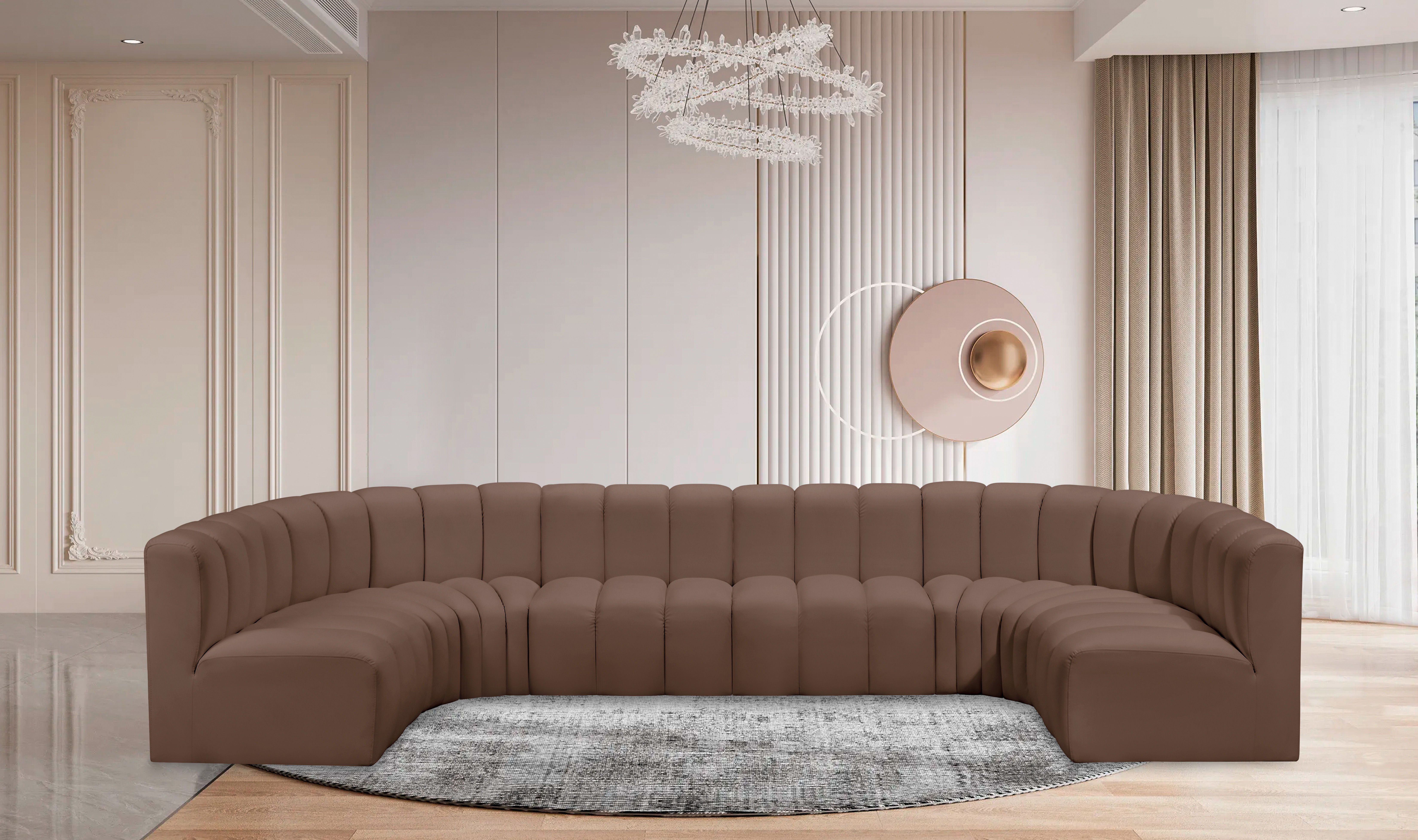 Arc - Faux Leather Modular U-Shaped Sectional - Brown
