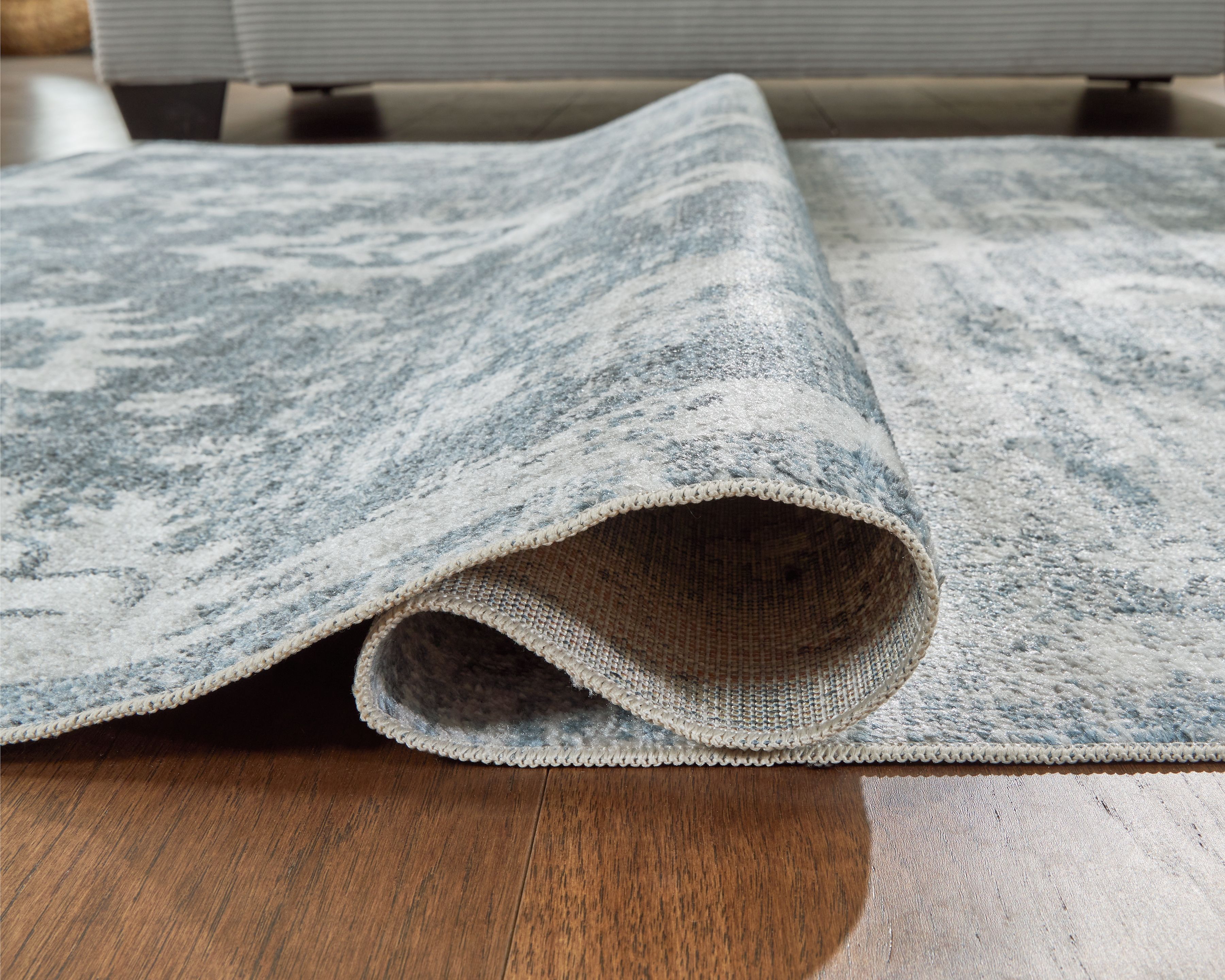 Ashley Furniture Avanworths - 5' x 7' Washable Rug - Blue / Gray / Ivory - Image 4