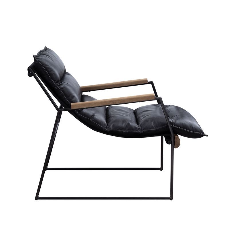 Luberzo - Accent Chair - Distress Espresso Top Grain Leather & Matt Iron, black, view 6