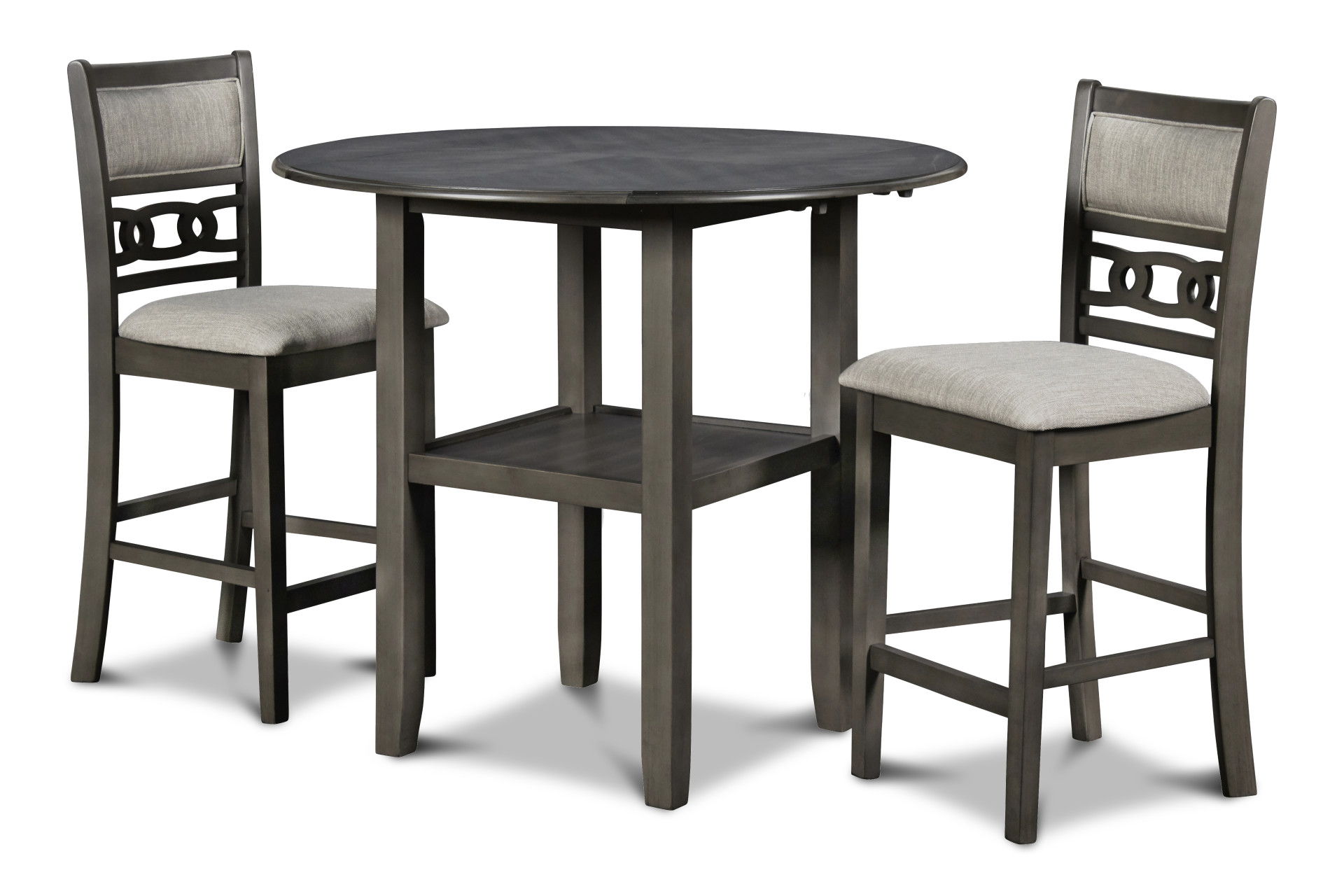 Gia - 3 Piece Dining Set (Counter Drop Leaf Table & 2 Chairs) - Gray