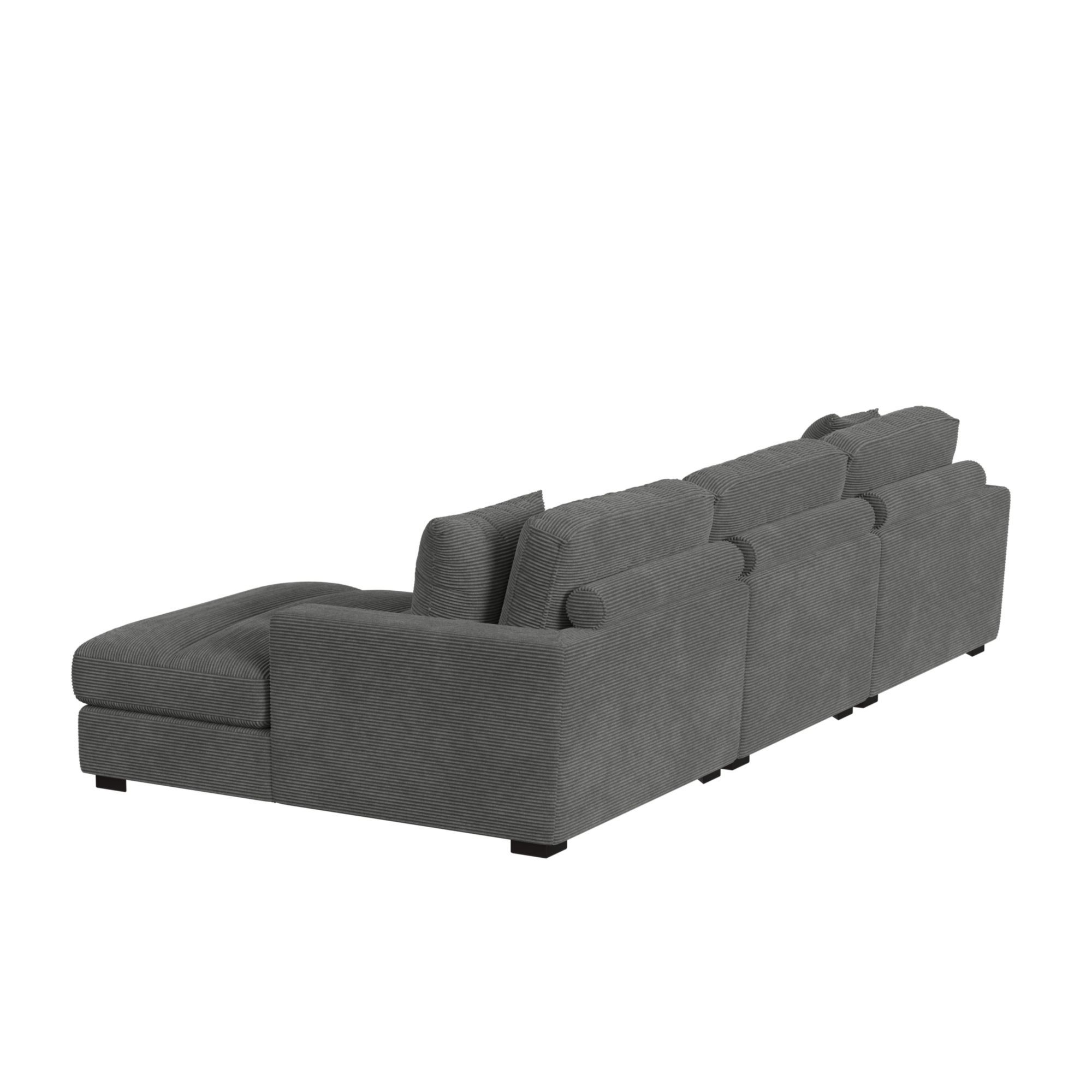 Arizona - Modular 3 Piece Sectional Set With RHF Chaise - Steno Charcoal