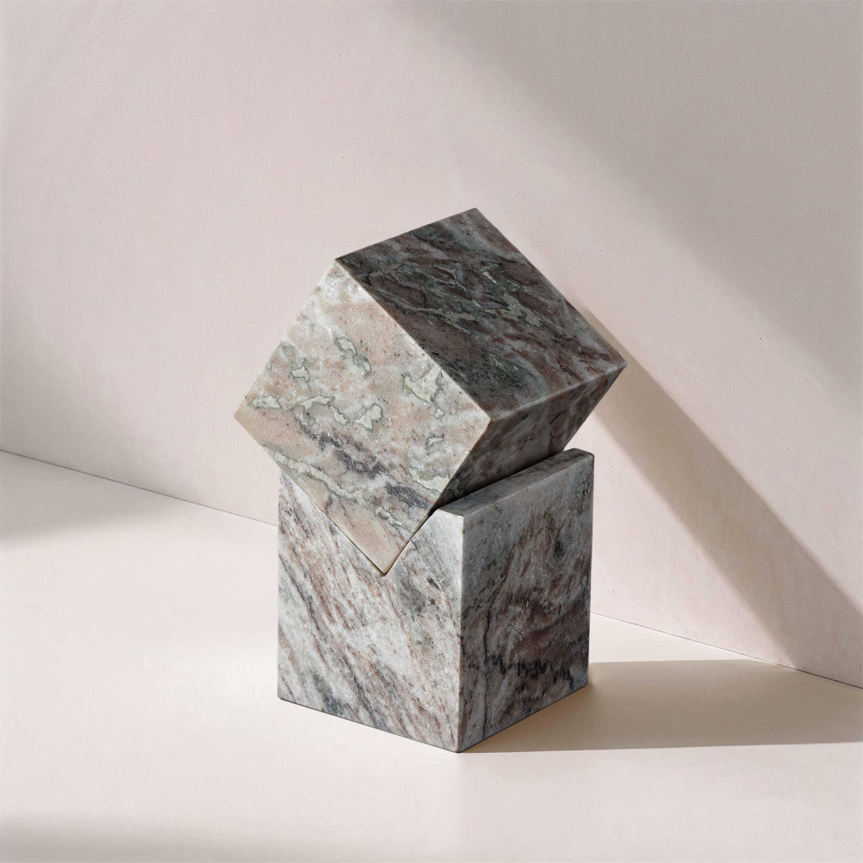 Quad - Marble Decorative Cube - Brown