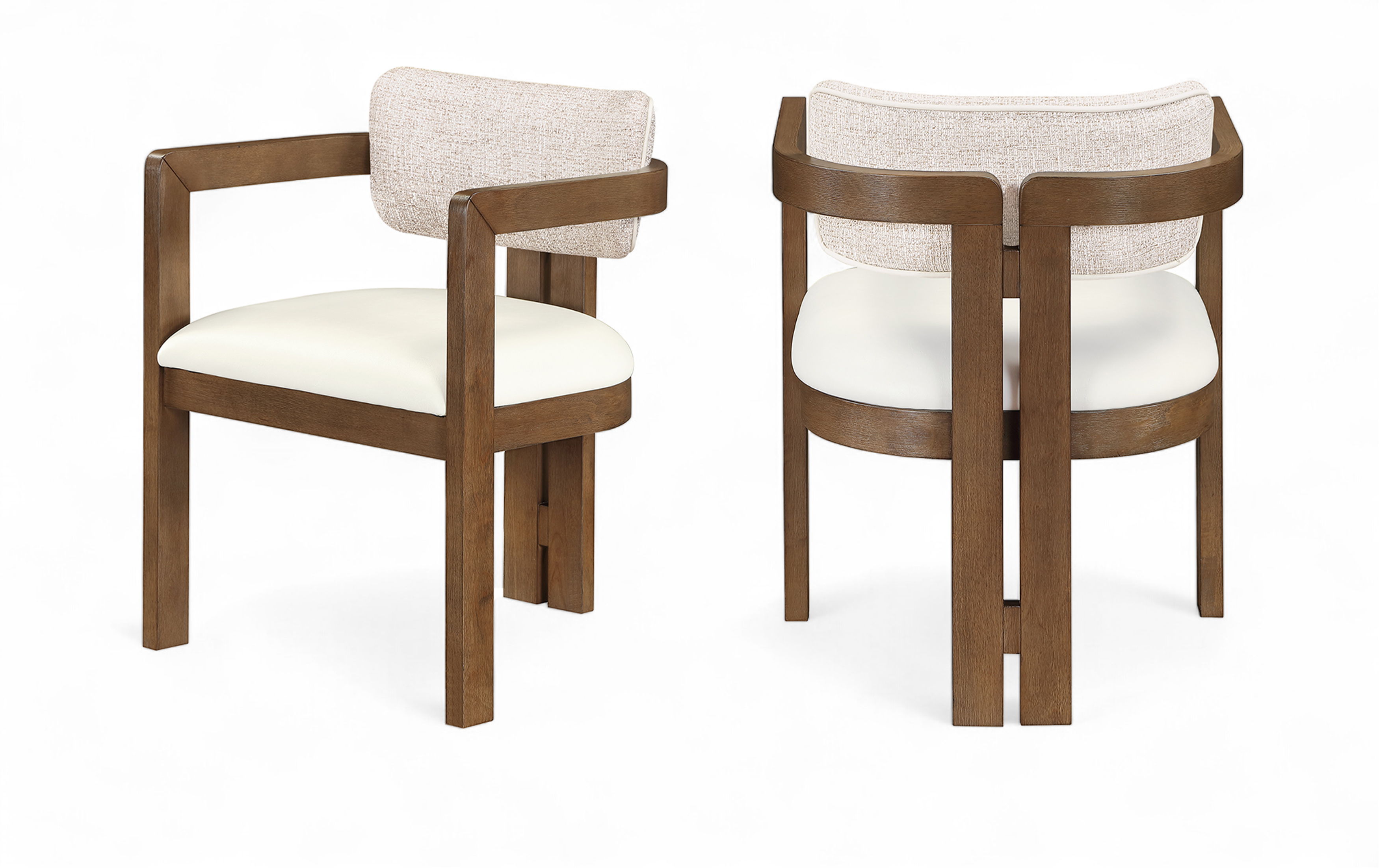 Ravina - Vegan Leather and Linen Textured Fabric Upholstered Dining Chair (Set of 2) - Beige