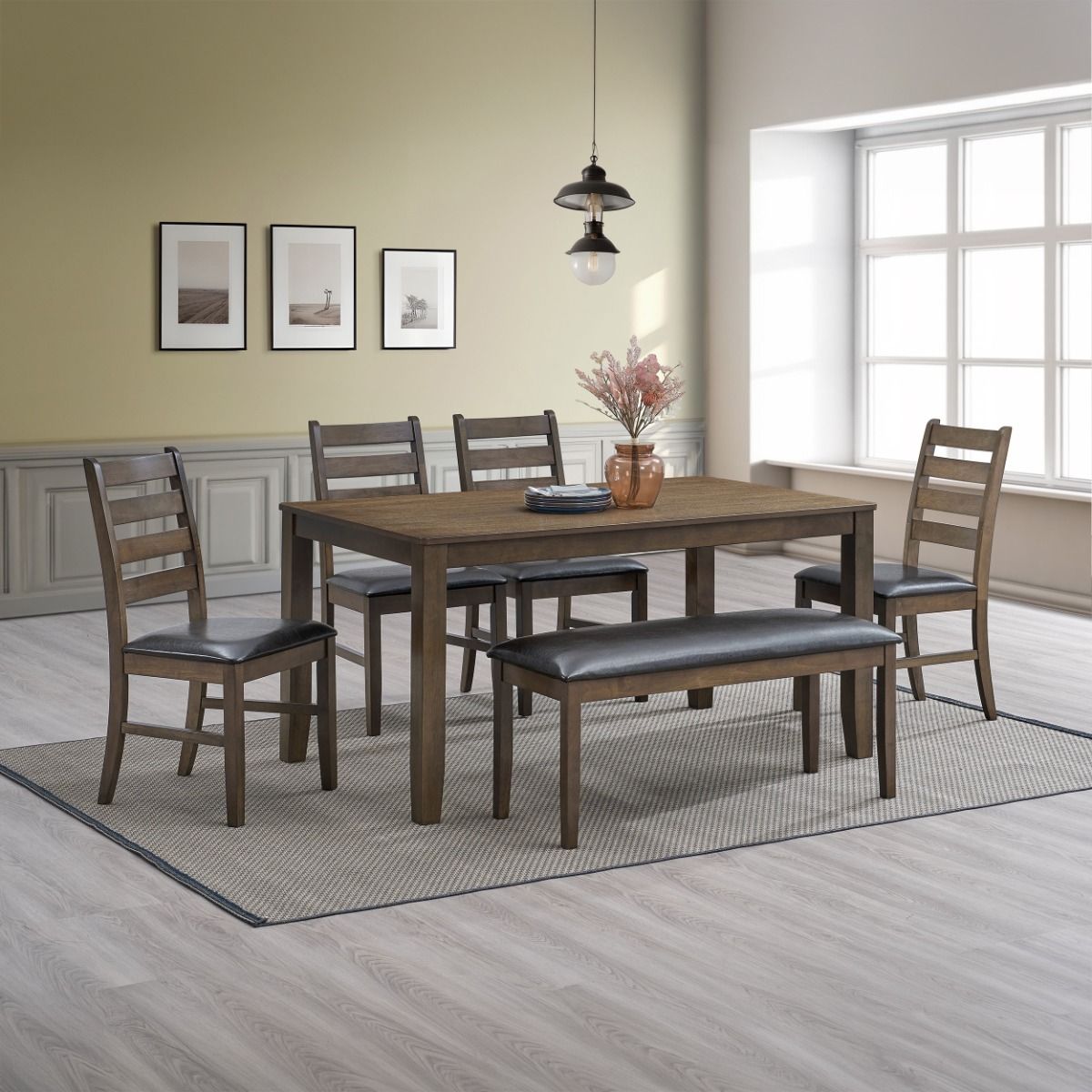 Damica - Bench - Brown / Walnut, dark brown