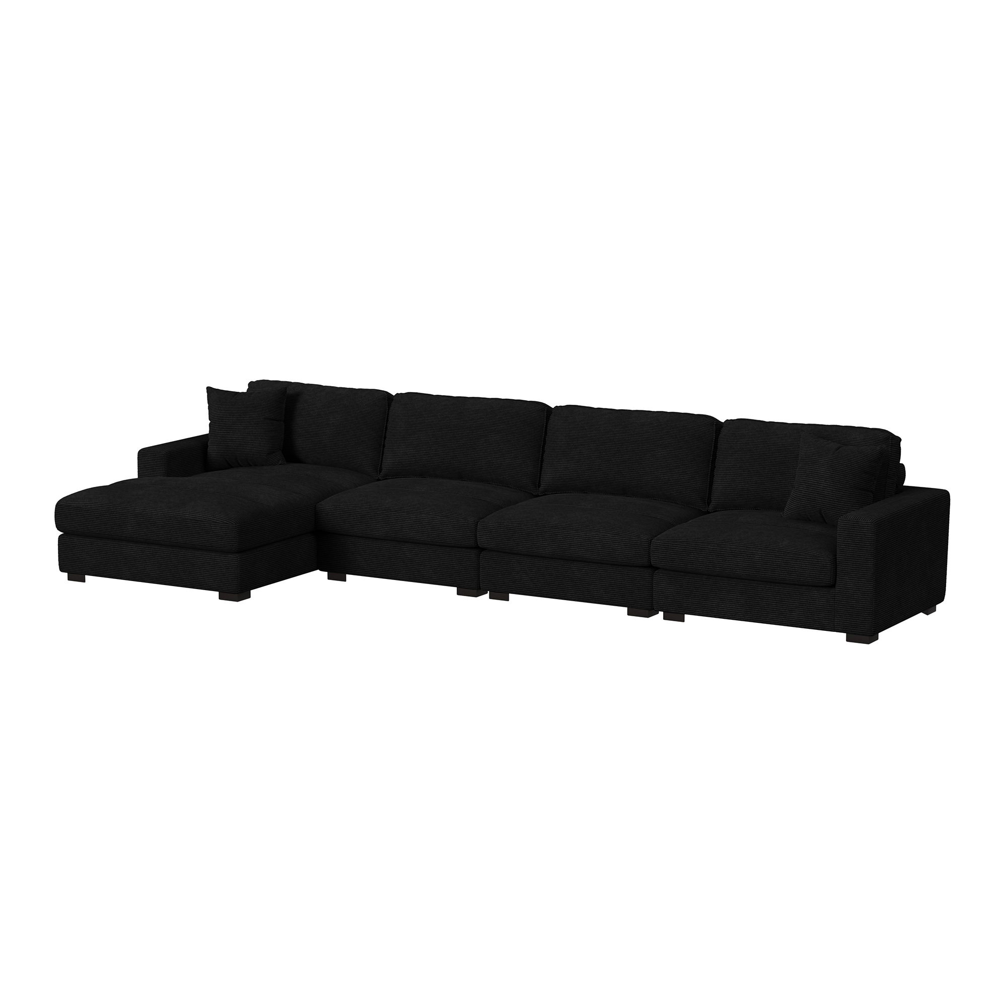 Arizona - 4 Piece Sectional Set With LHF Chaise - Steno Black