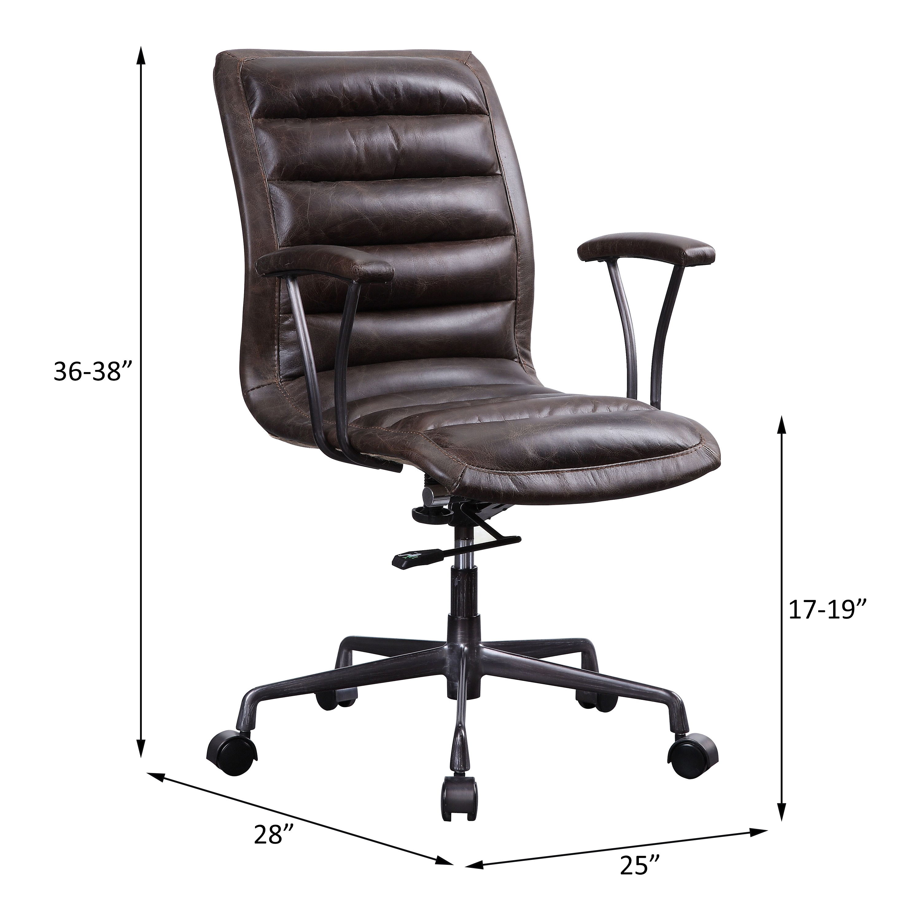Zooey - Office Chair - Distress Chocolate Top Grain Leather, dark brown, view 5