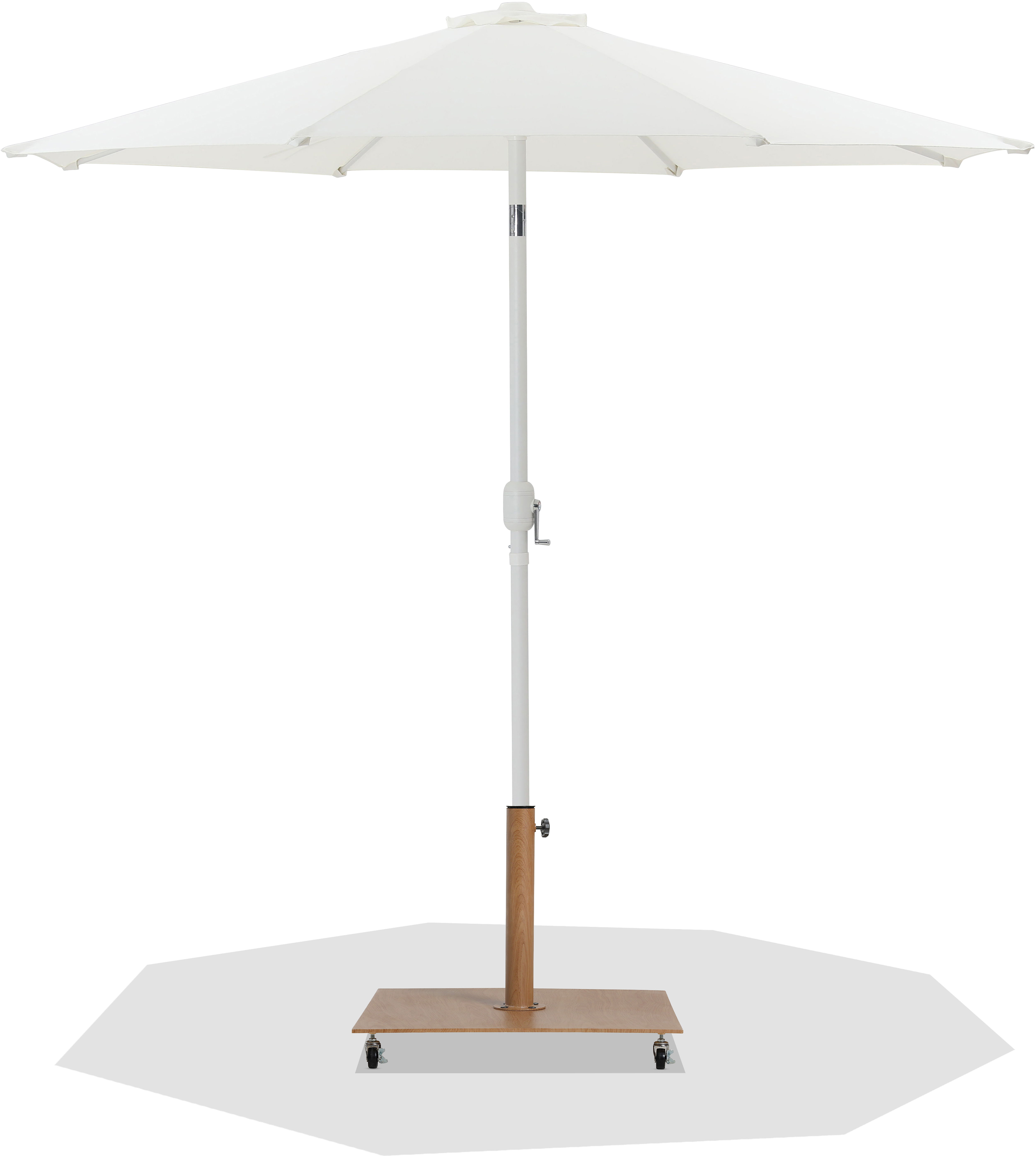 Fiji - Aluminum Patio Umbrella With Square Teak And White Base - White