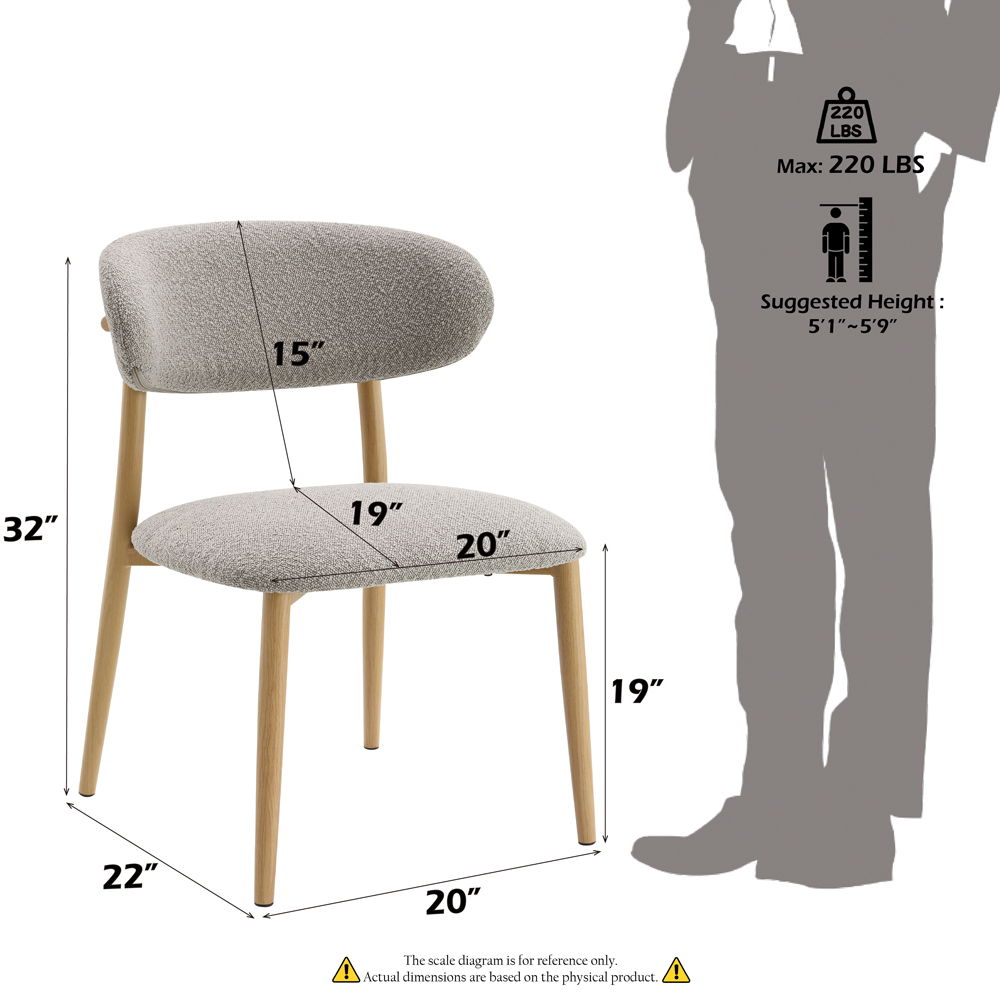 Kacey - Side Chair (Set of 2) - Gray Boucle & Natural, gray, view 7
