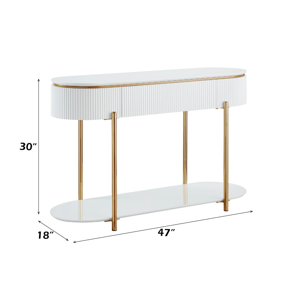 Daveigh - Sofa Table - White High Gloss & Gold, white, view 5