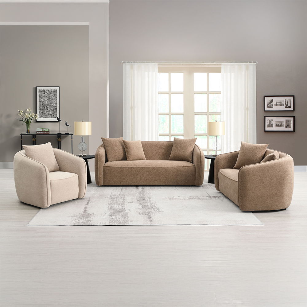 Keith - Sofa With 3 Pillows - Brown Chenille, light brown, view 7