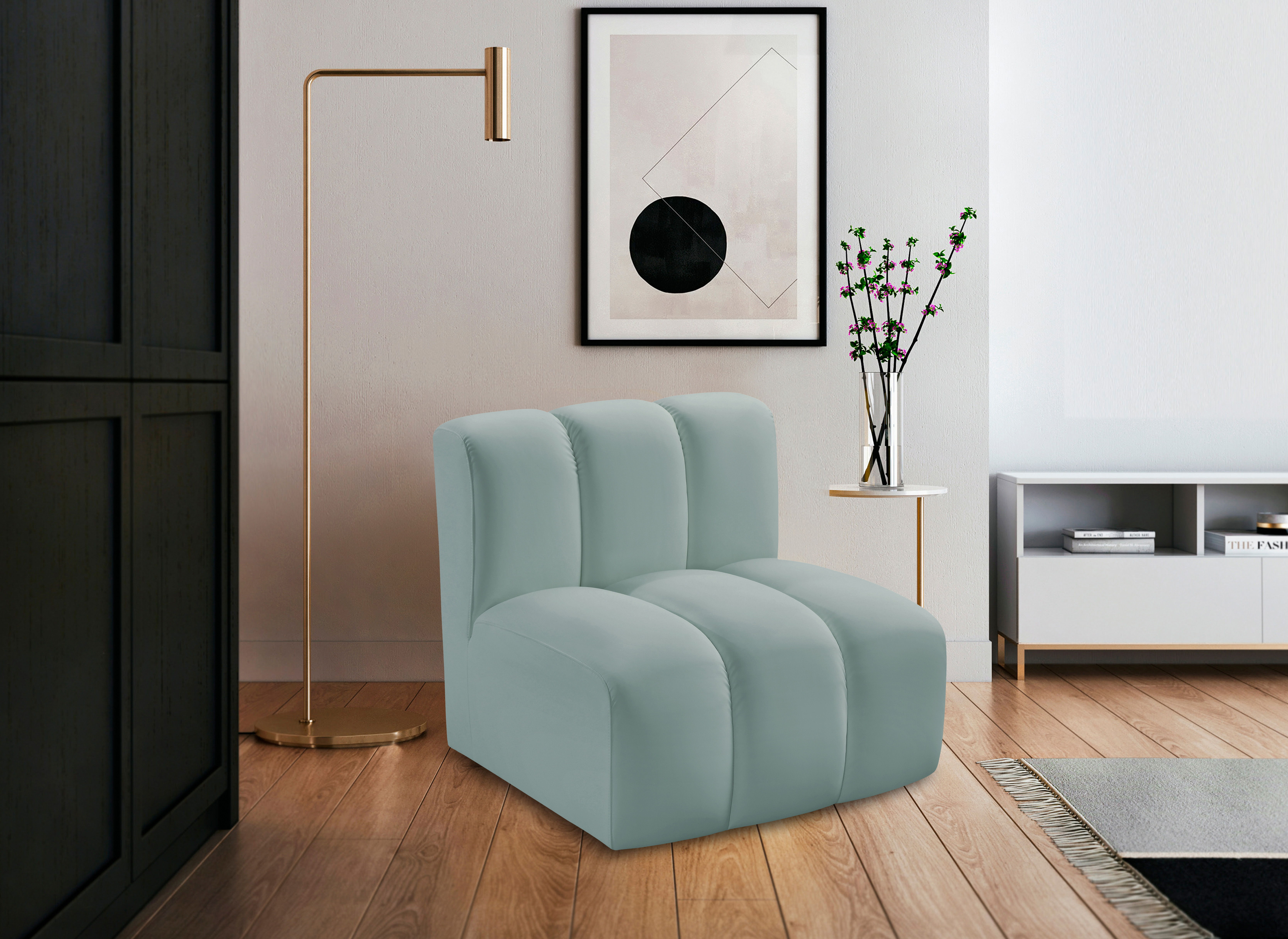 Arc - Faux Leather Straight Chair - Mint Green