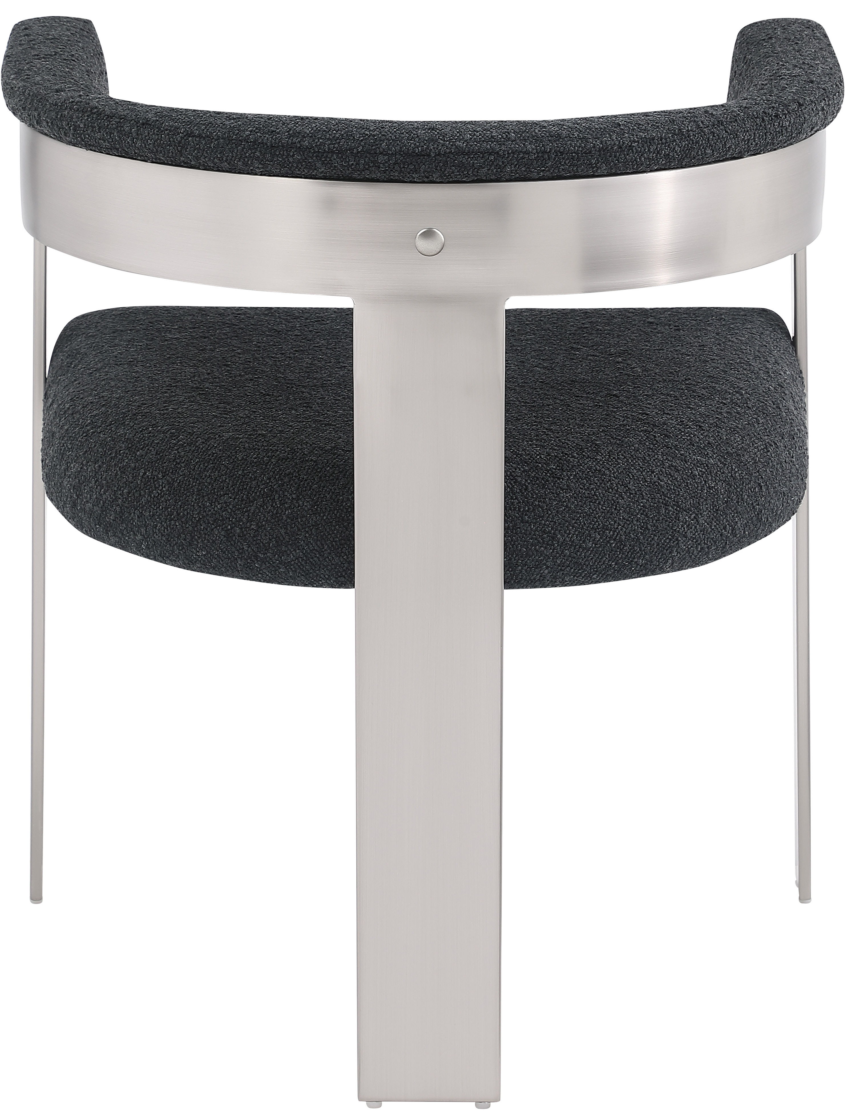 Romeo - Boucle Dining Chair With Silver Base (Set of 2) - Black