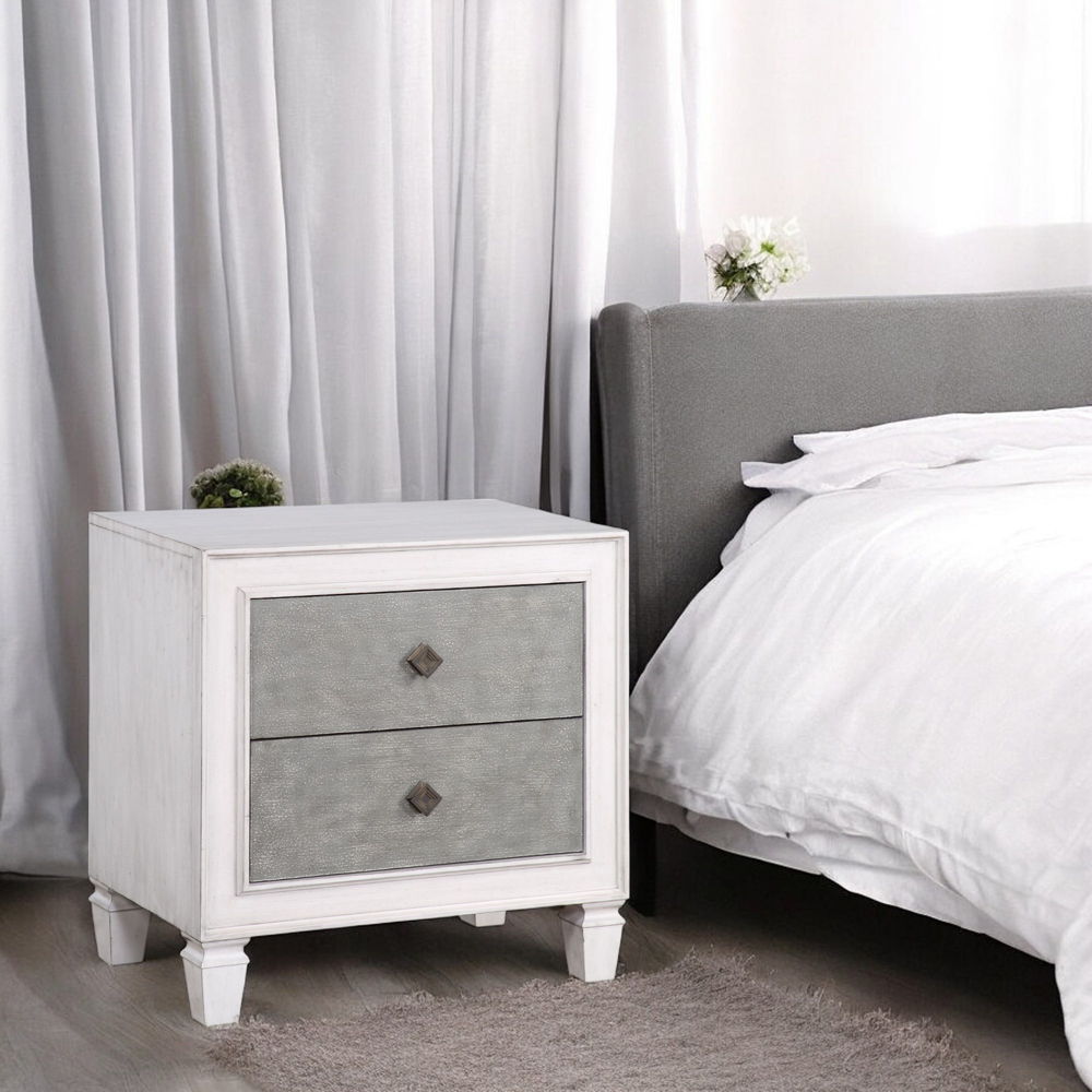 Katia - Nightstand - Rustic Gray & Weathered White, white, view 5