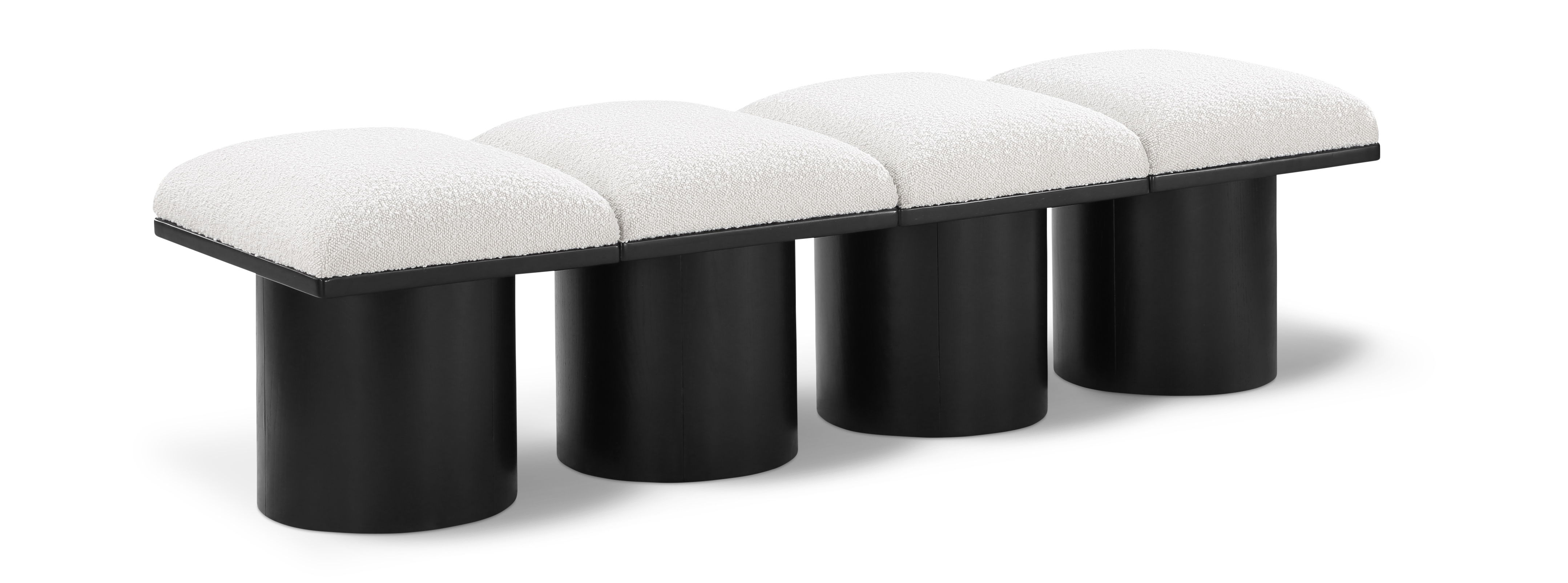 Pavilion - 62" 4 Piece Modular Bench With Black Base - Cream