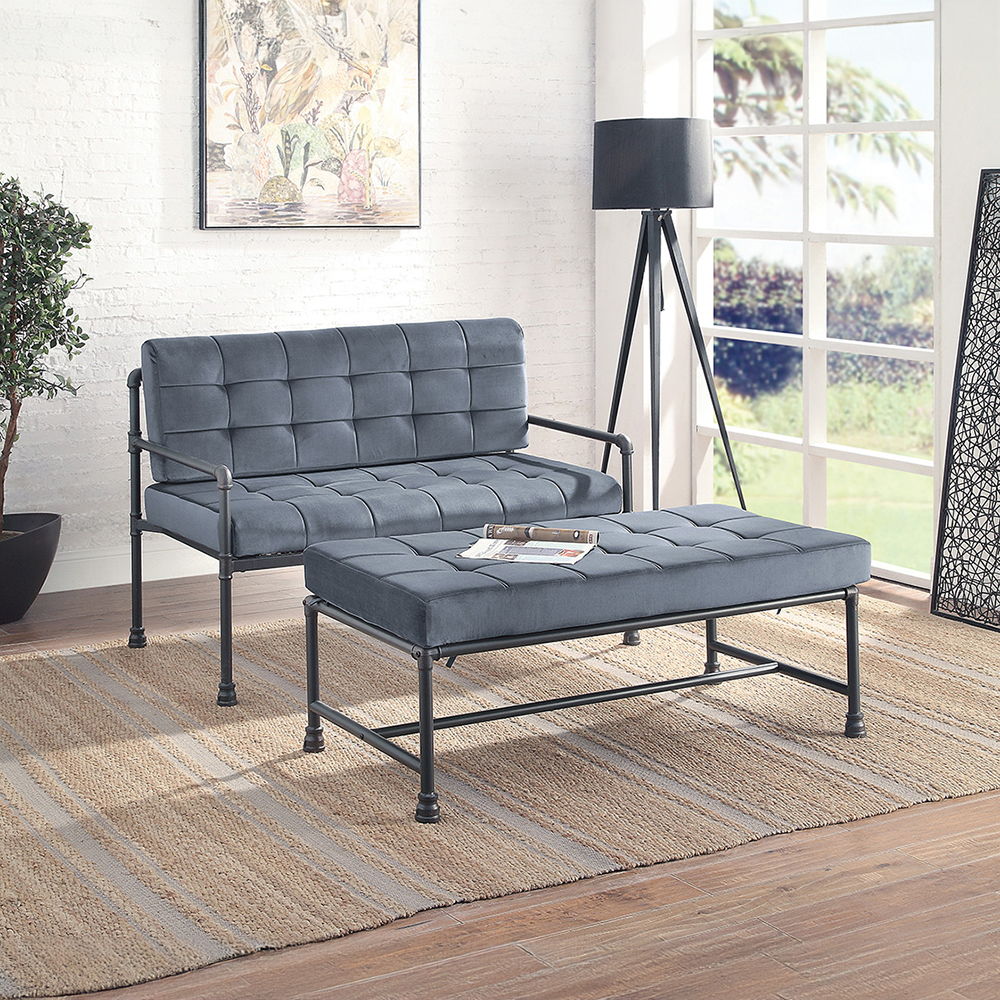 Brantley - Loveseat - Gray Velvet & Sandy Gray, dark gray, view 5