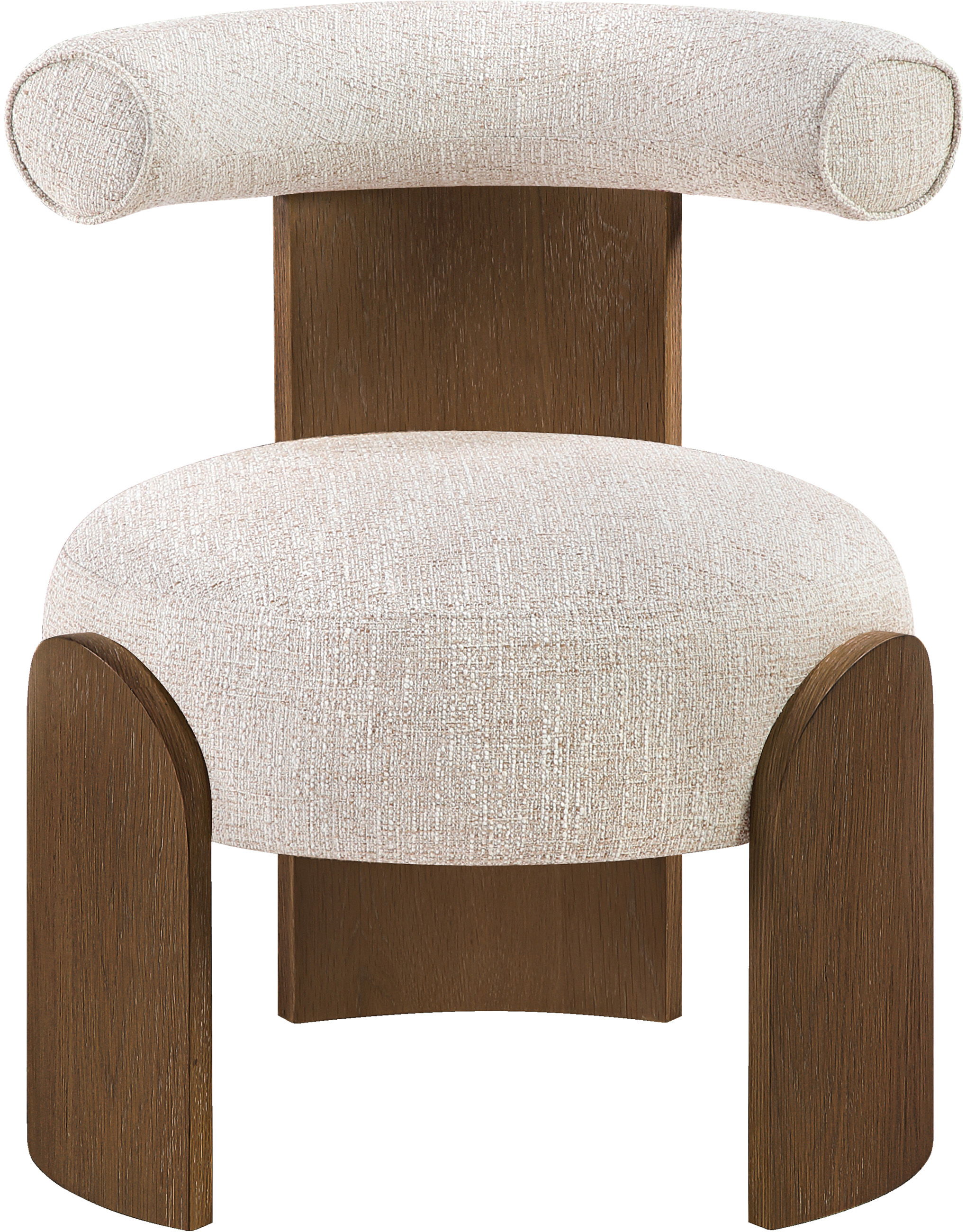 Calder - Linen Textured Fabric Upholstered Accent Chair - Beige / Painted Brown