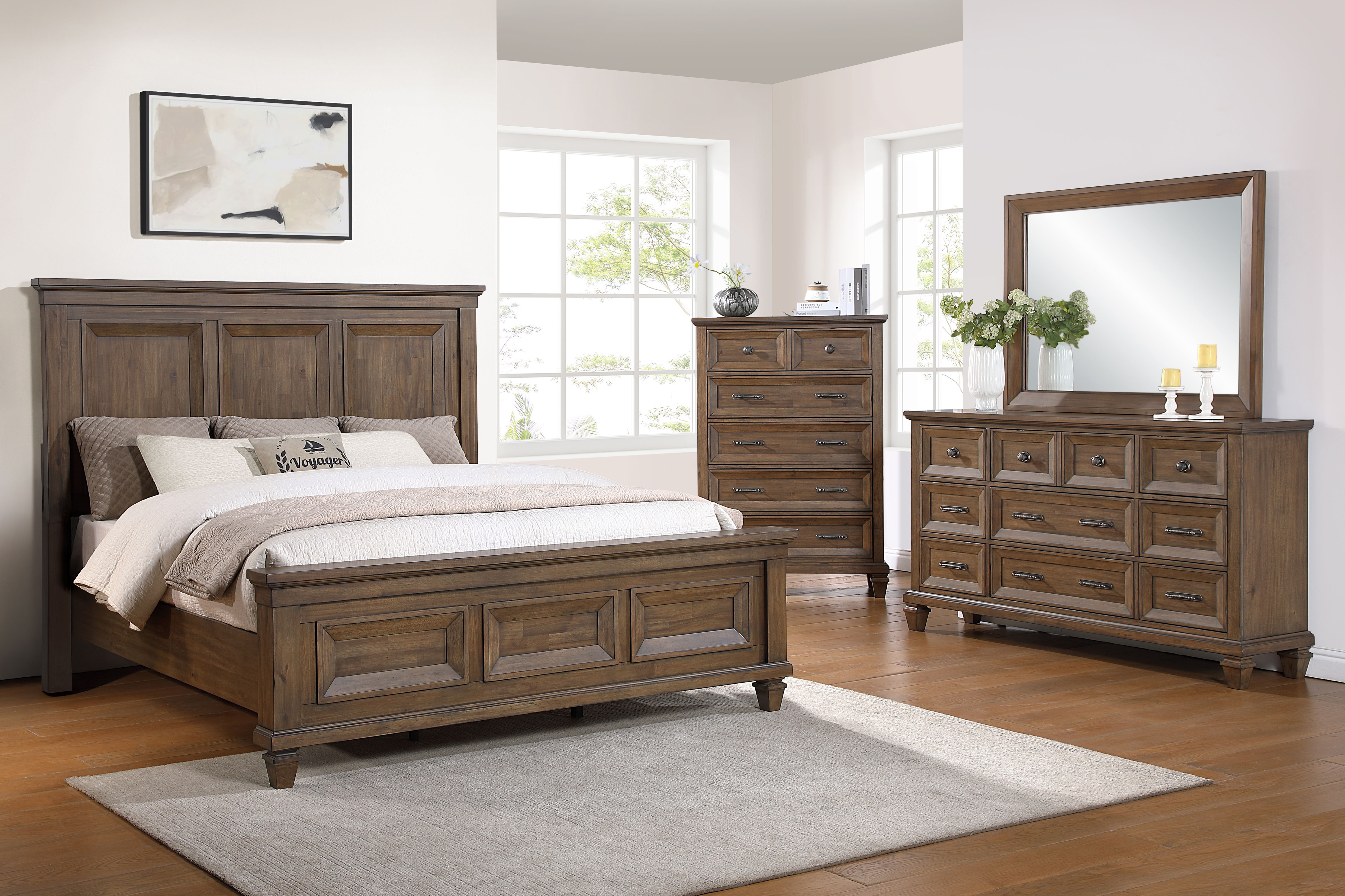 Mariana - Queen 4 Piece Bedroom Set (Bed, Dresser, Mirror, Chest) - Brown