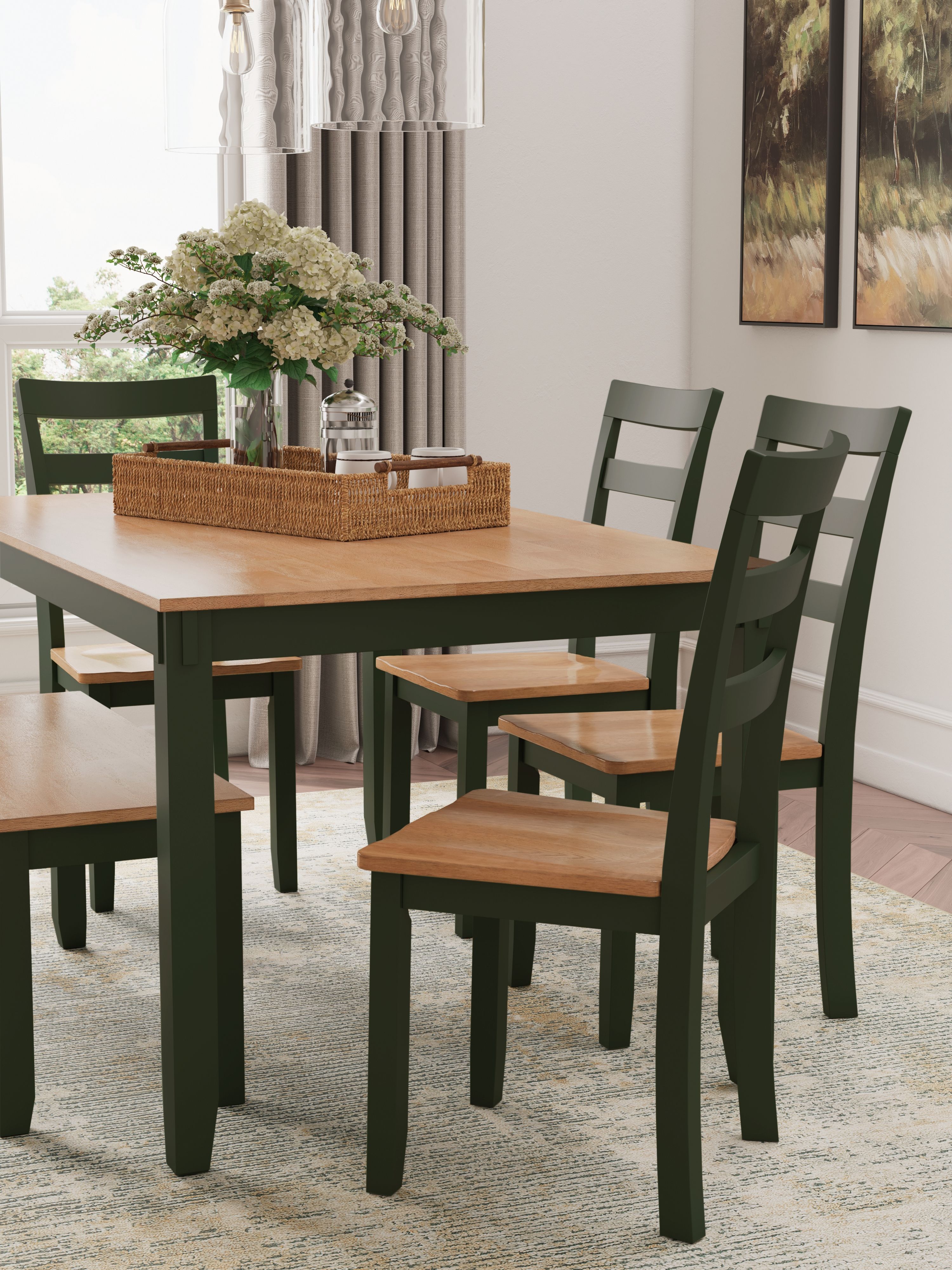 Ashley Furniture Gesthaven - Dining Room Table Set (Set of 6) - Natural / Green - Image 5