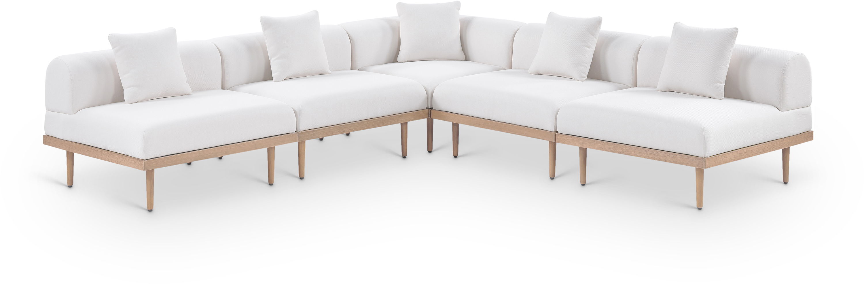 5 Pc · Resilient Water Resistant Fabric 106.5" Upholstered Outdoor Patio Modular Sectional