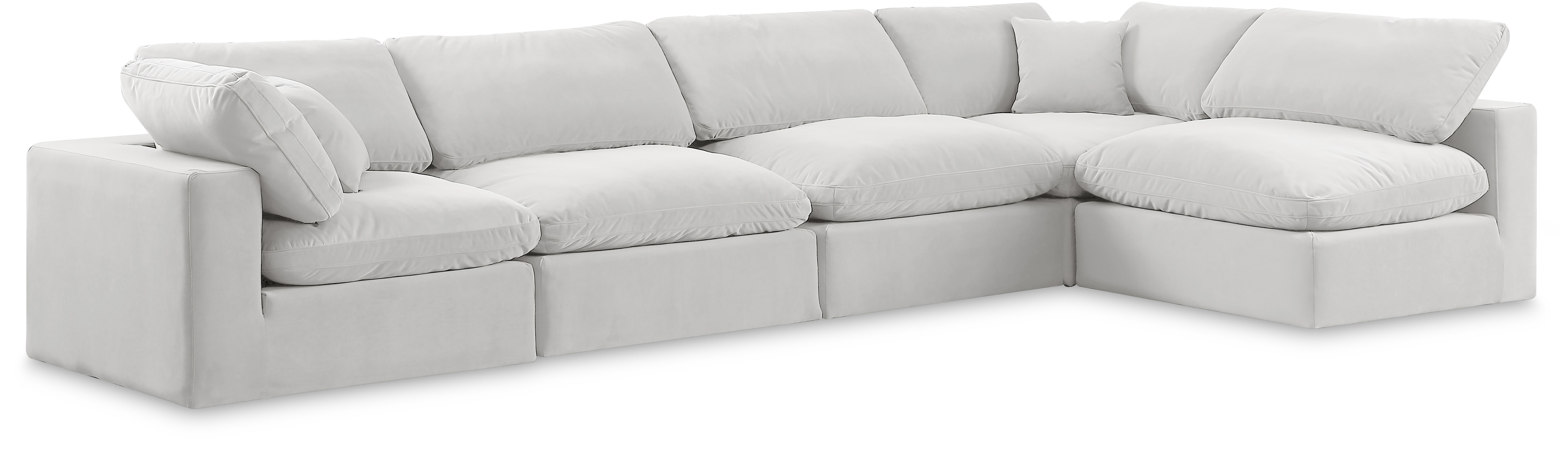 Comfy - 5 Piece Velvet Modular Sectional - White