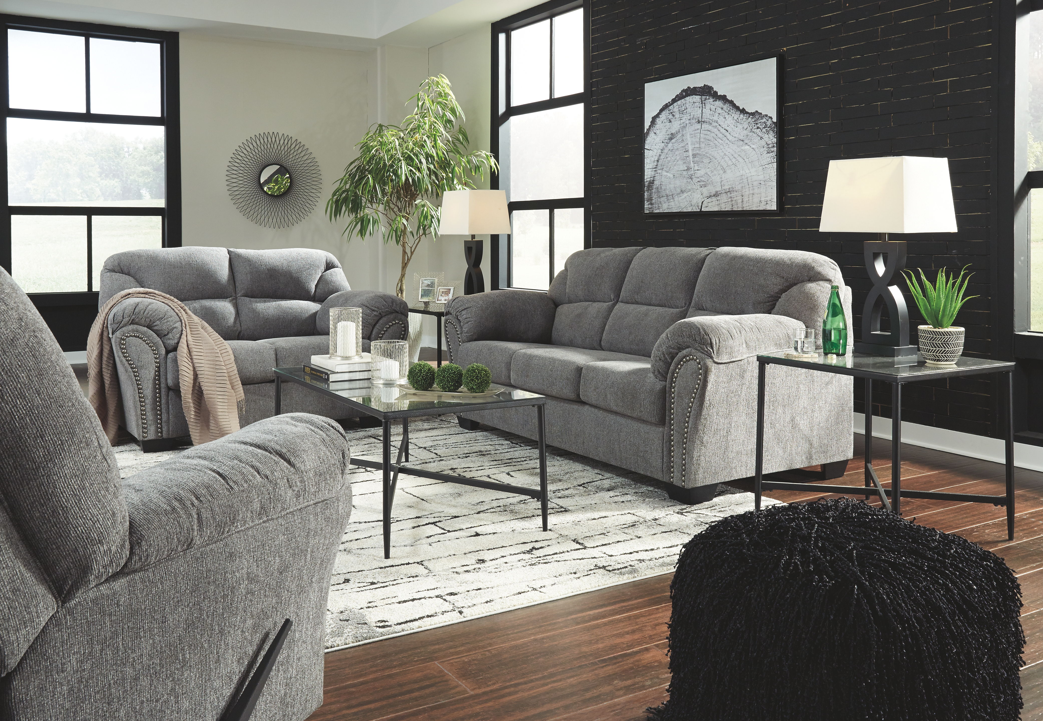 Ashley Furniture Allmaxx - 2 Pc. - Sofa, Loveseat - Pewter - Image 2