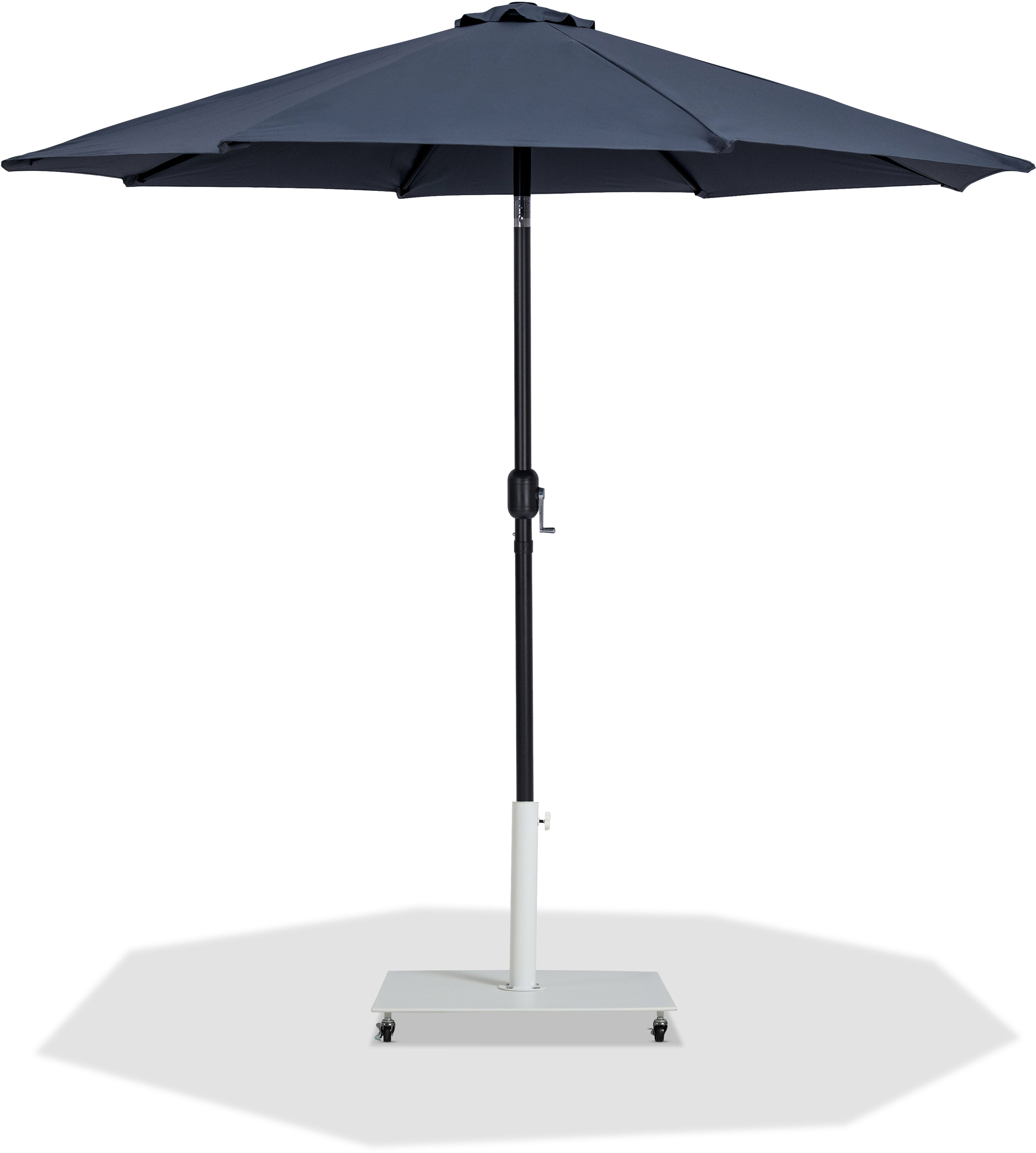 Fiji - Aluminum Patio Umbrella With Square White And Black Base - Gray