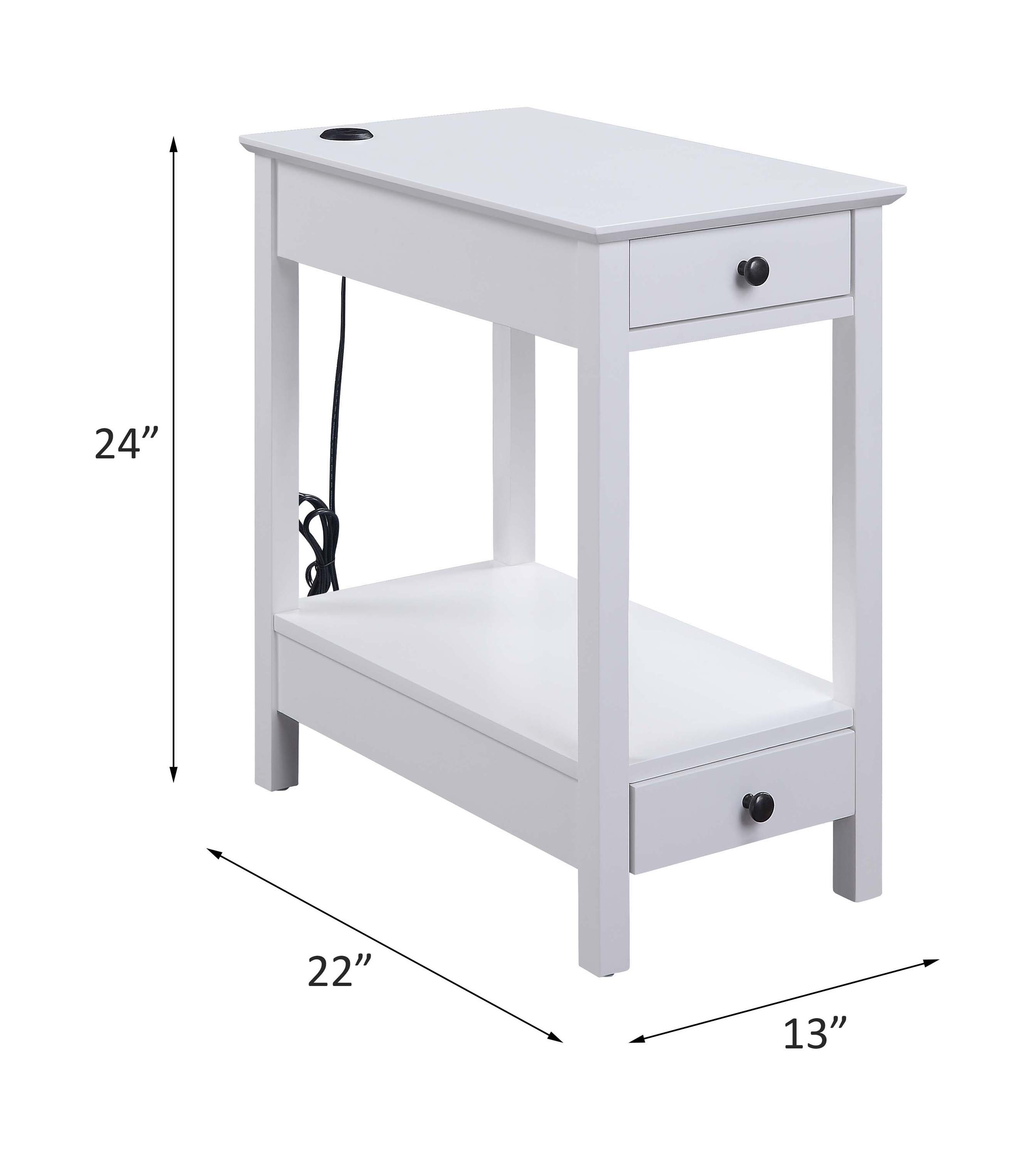 Byzad - Accent Table With USB - White, white, view 5
