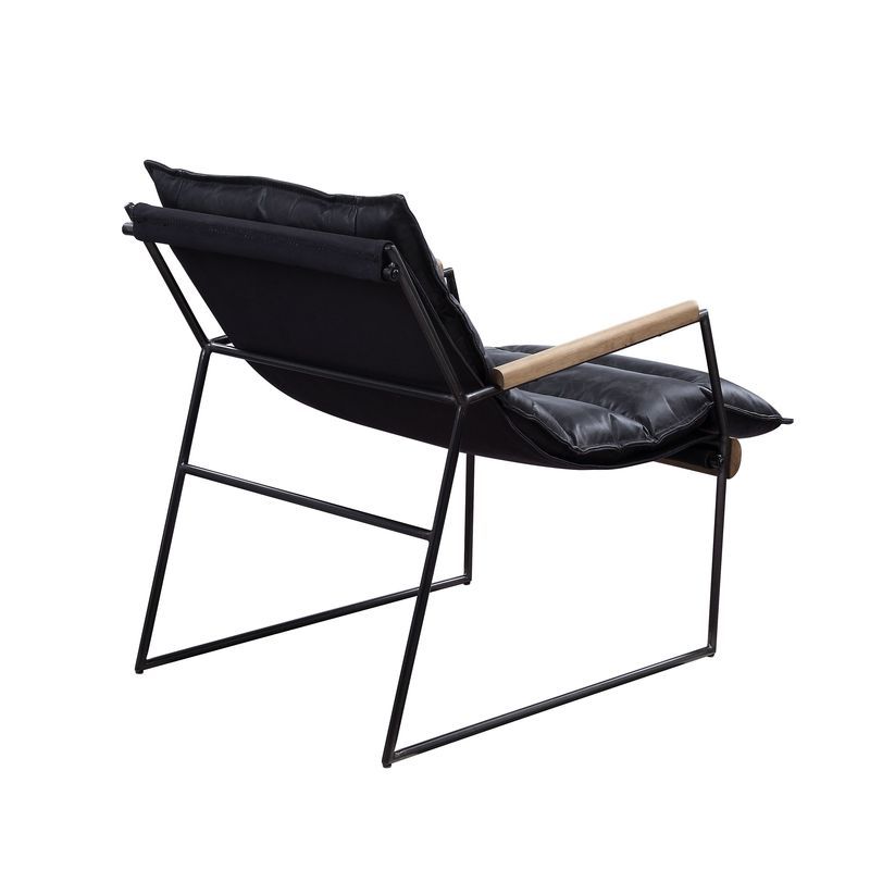 Luberzo - Accent Chair - Distress Espresso Top Grain Leather & Matt Iron, black, view 5