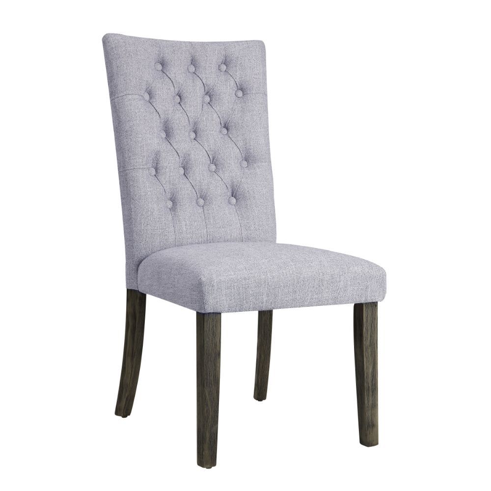 Merel - Side Chair (Set of 2) - Gray Linen & Gray Oak, gray