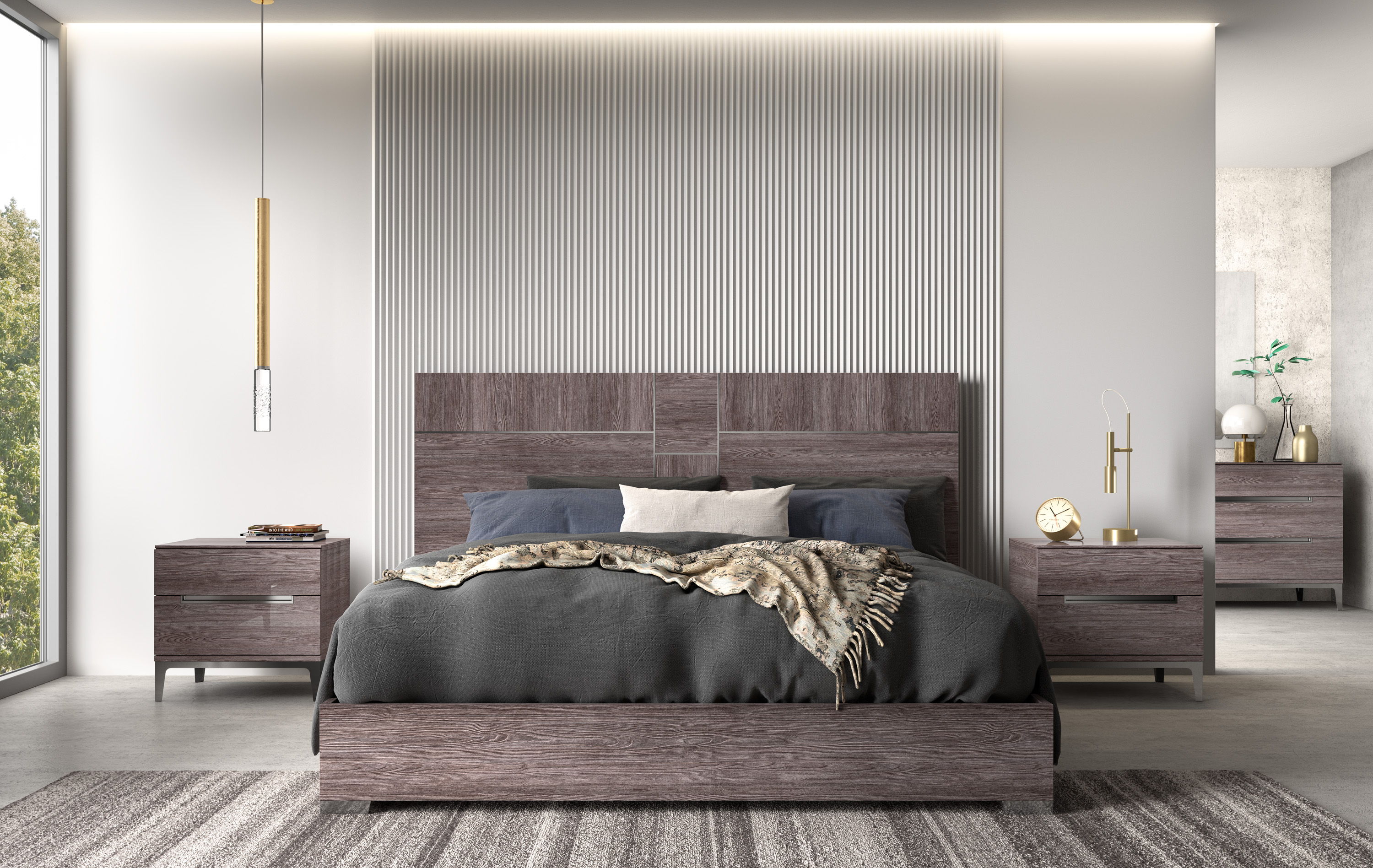 Viola - King Size Bed - Purple Elm