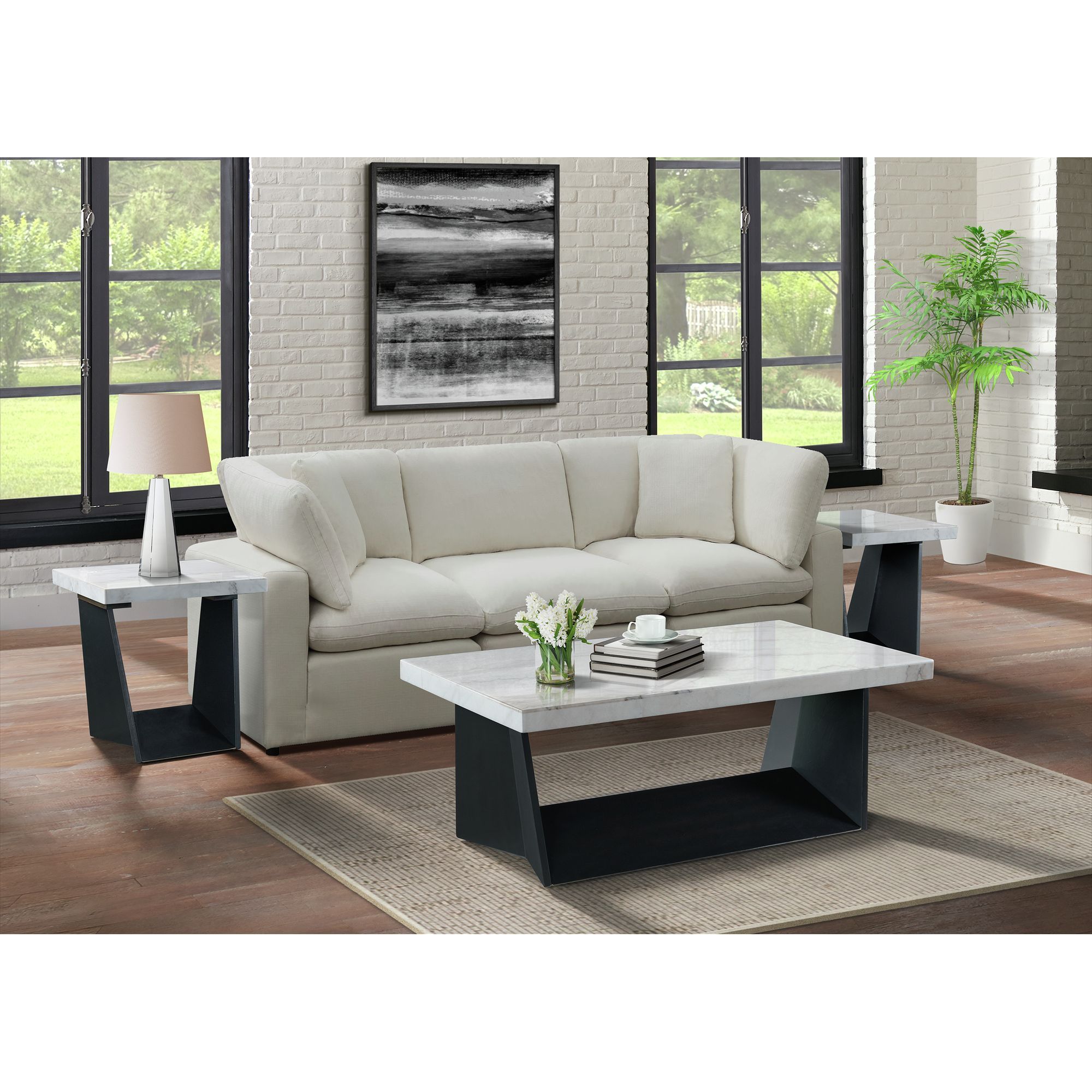 Beckley - End Table With White Marble Top - White