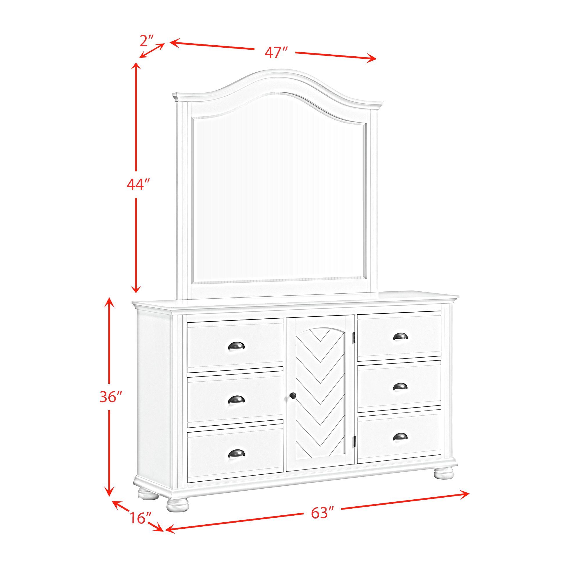 Kona - Dresser And Mirror Set - White